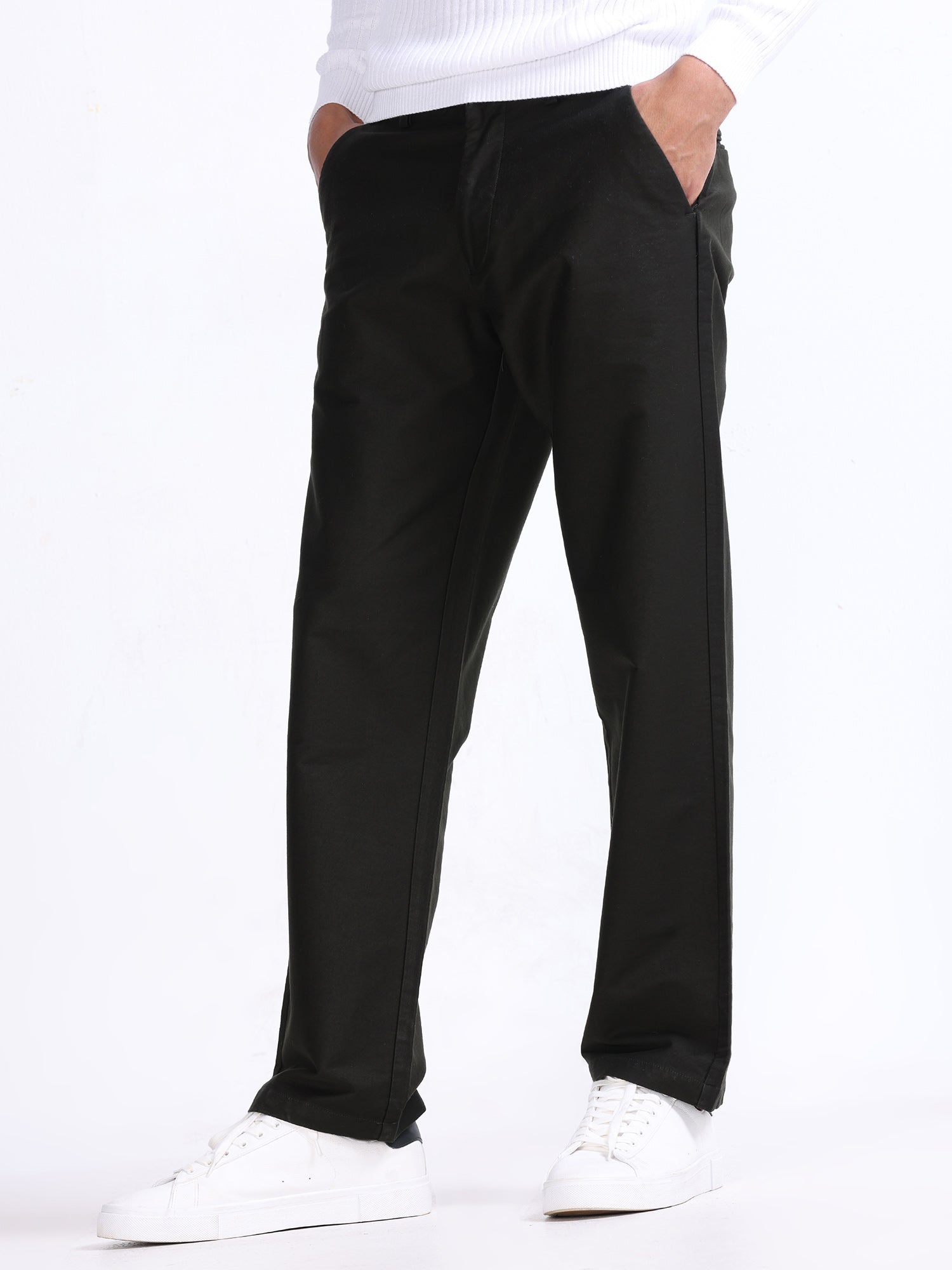 Buy Trendy Dark Olive Relaxed Fit Trousers for Men