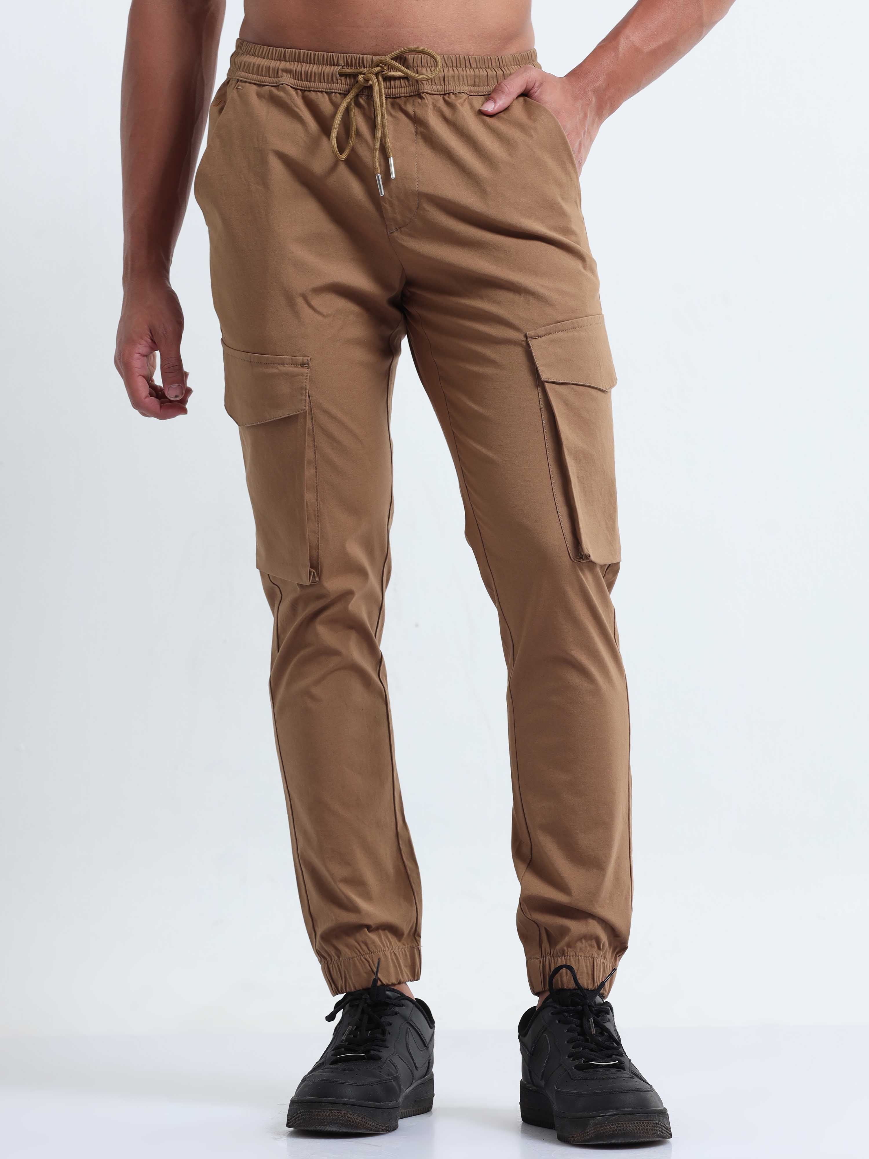 Khaki cargo joggers discount mens