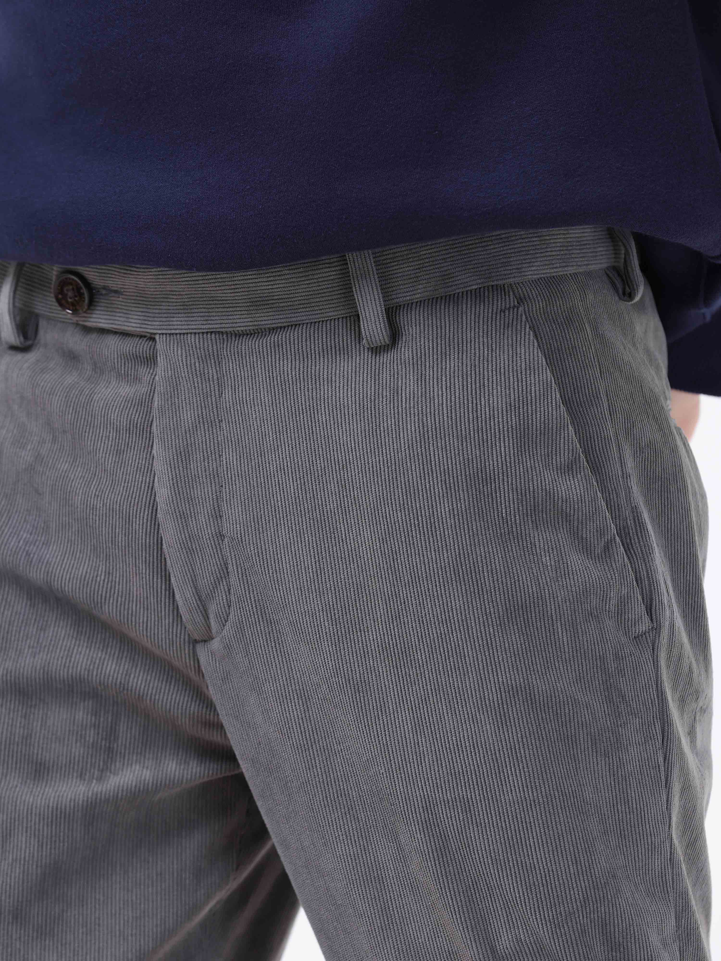 Hemlock Brown Textured Premium Wool-Blend Pant For Men