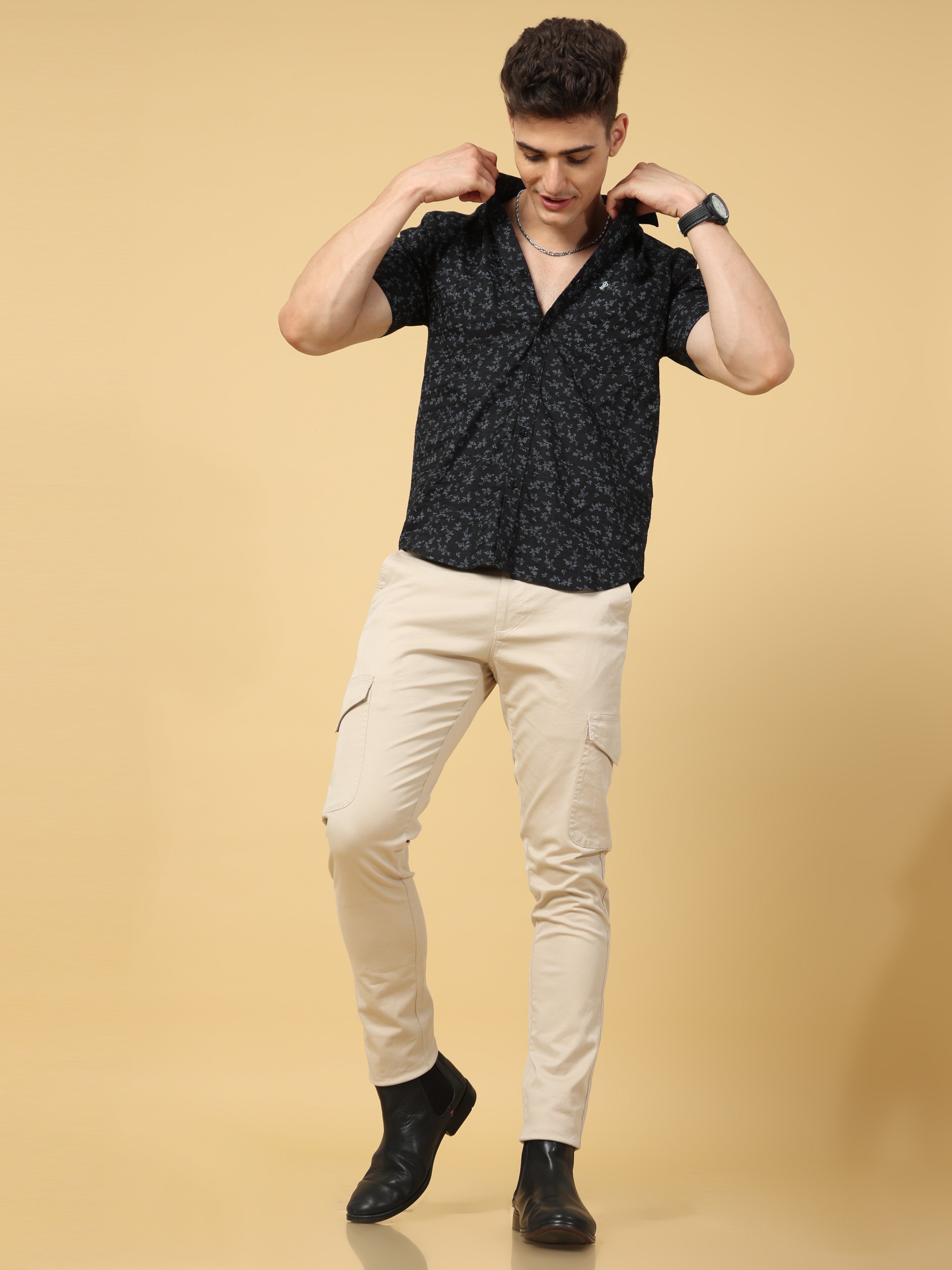 Basic Beige Slim Fit Cargo