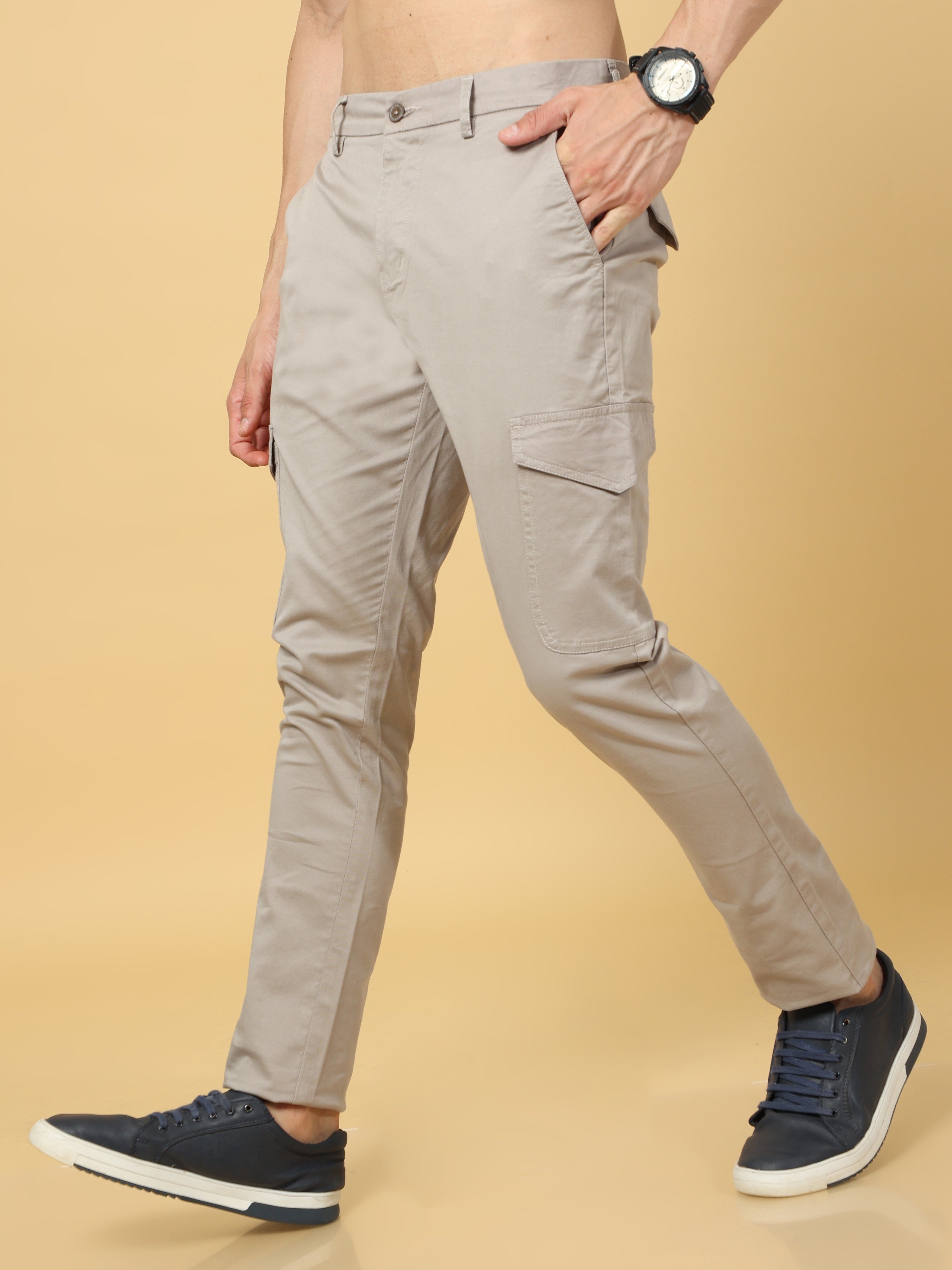 Basic Light Grey Slim Fit Cargo