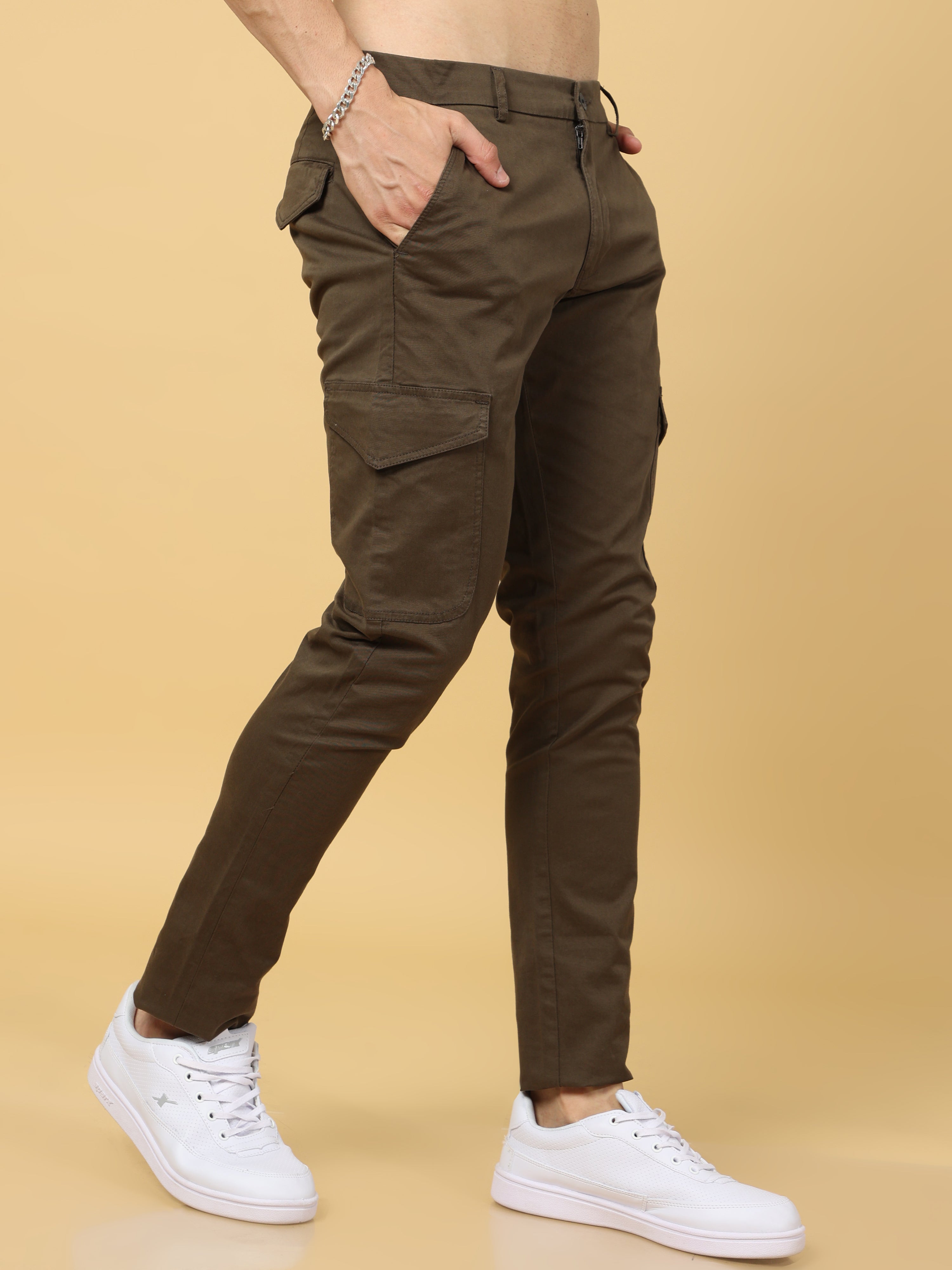 Basic Dark Olive Slim Fit Cargo