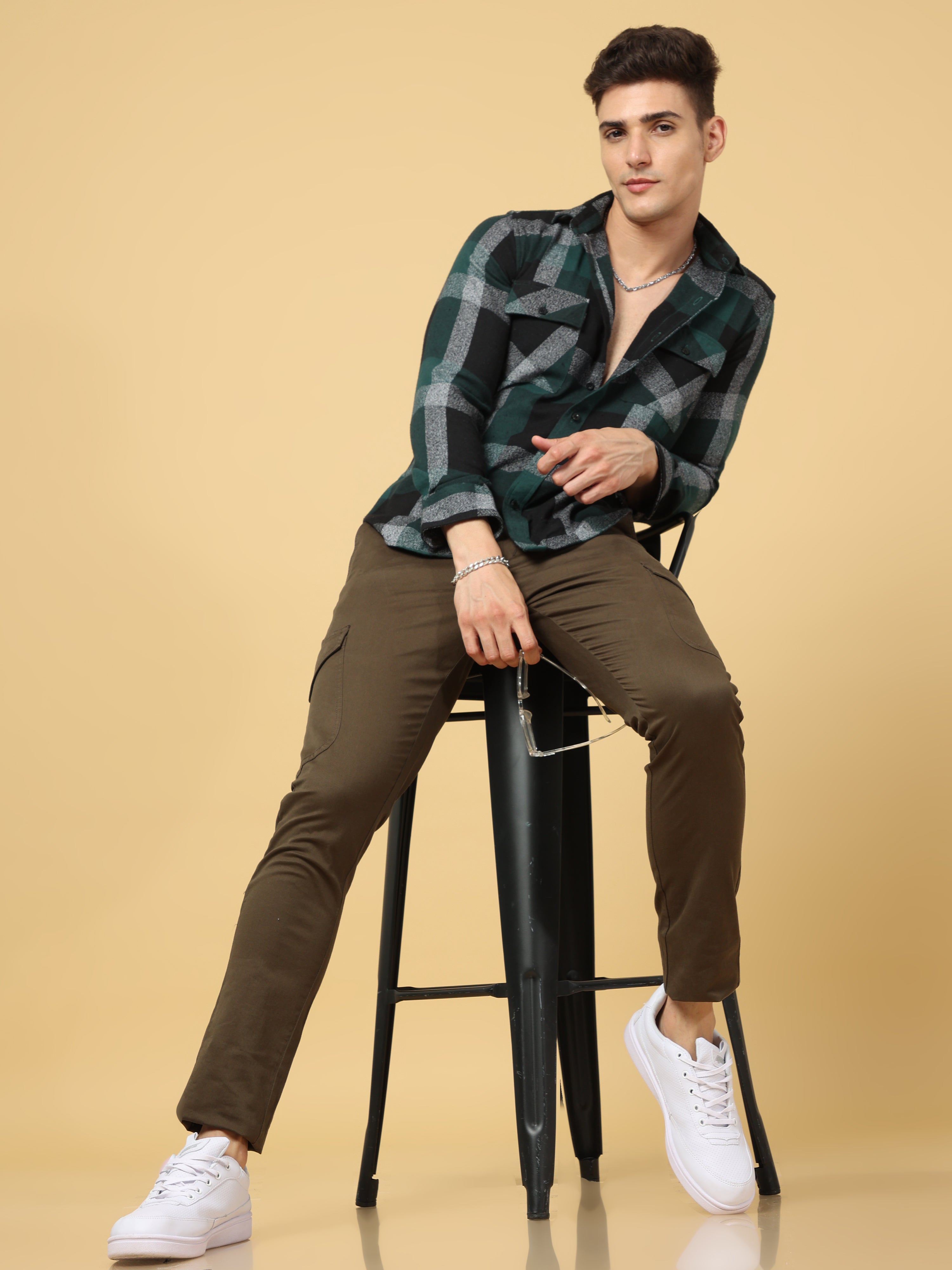 Basic Dark Olive Slim Fit Cargo