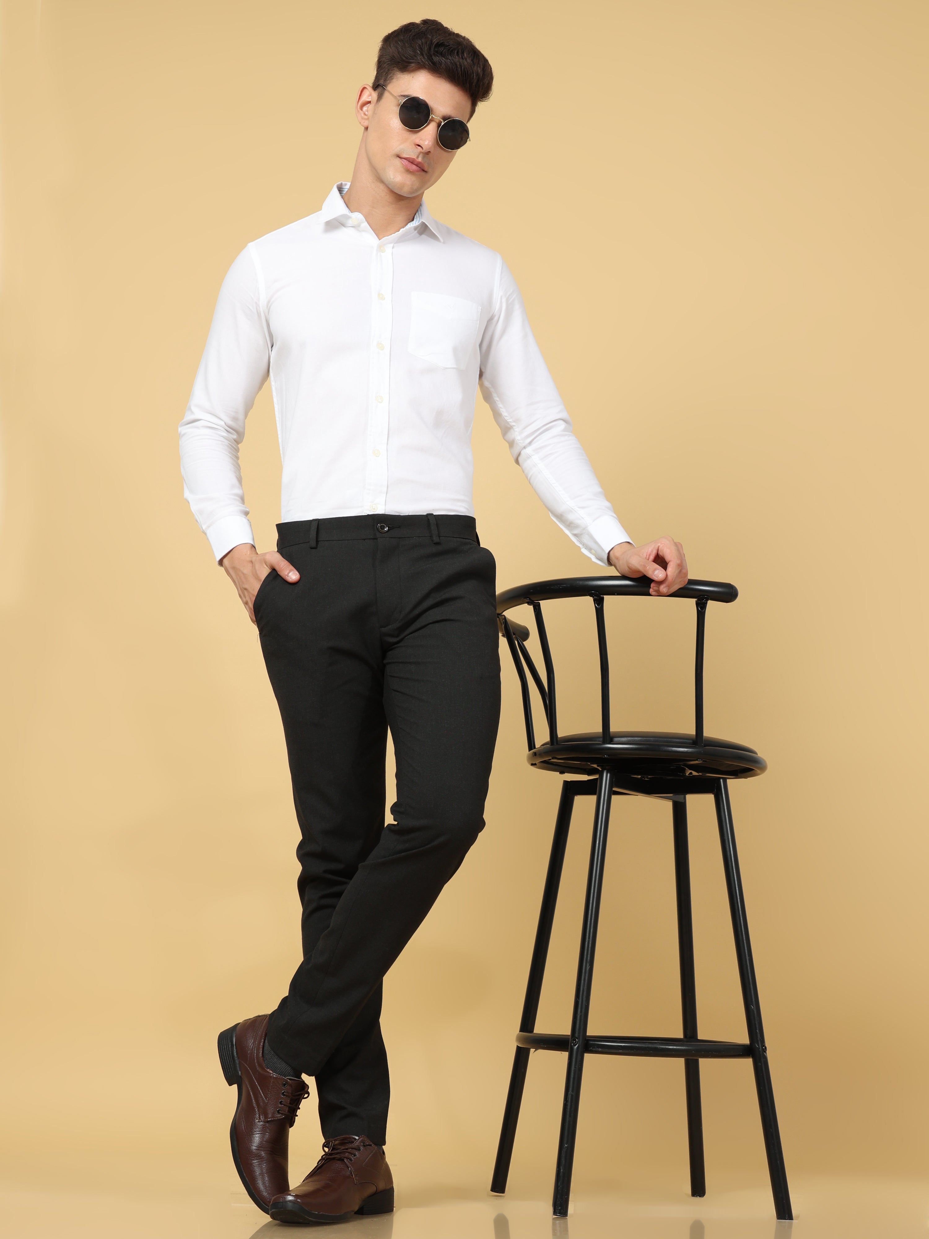 Buy Olive Linen Elasticated Straight Formal Trouser Online | FableStreet