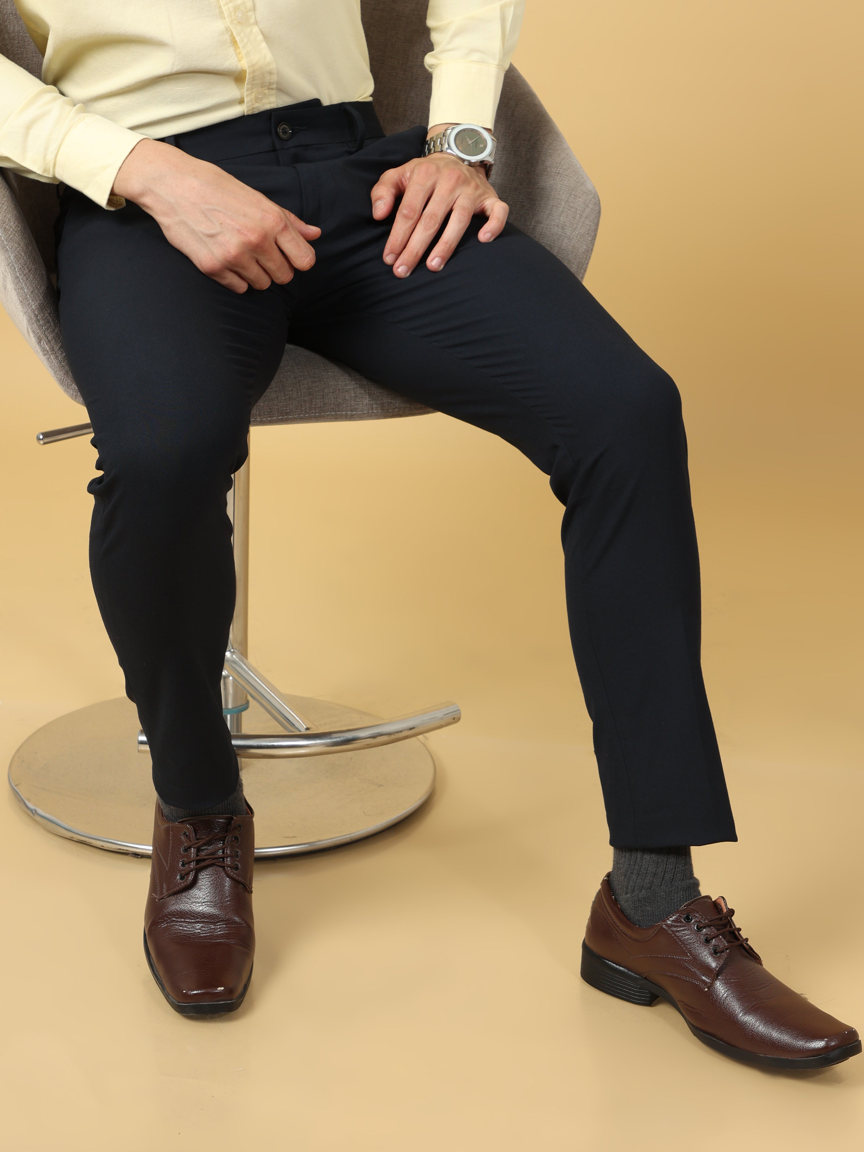 Men's Comfort Dress Pant Casual Slim Fit Stretch Business - Temu