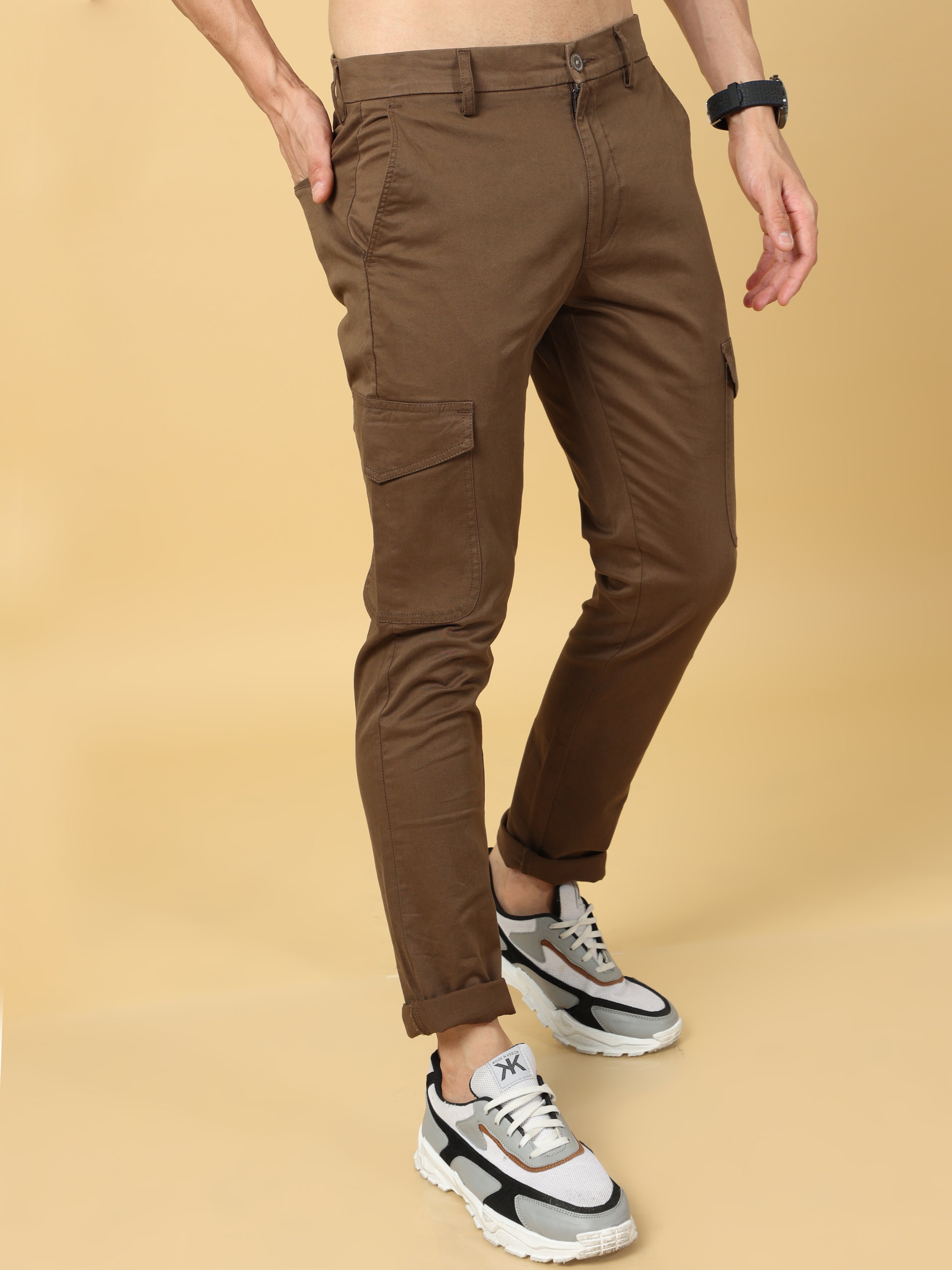 Urbano Fashion Men's Slim Pants (chino-khaki-28-fba_Khaki,Size -28