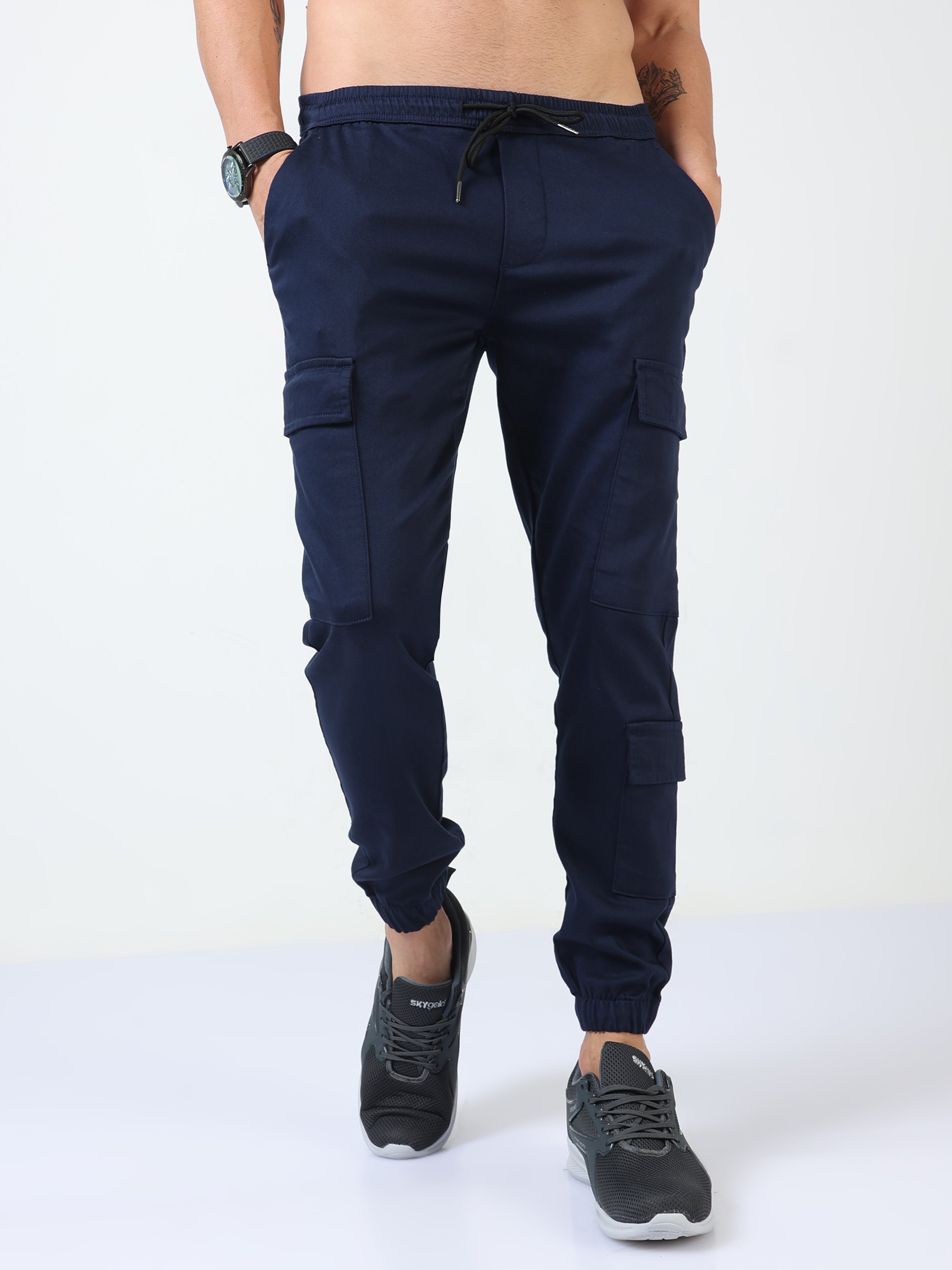 Navy blue cheap cargo joggers