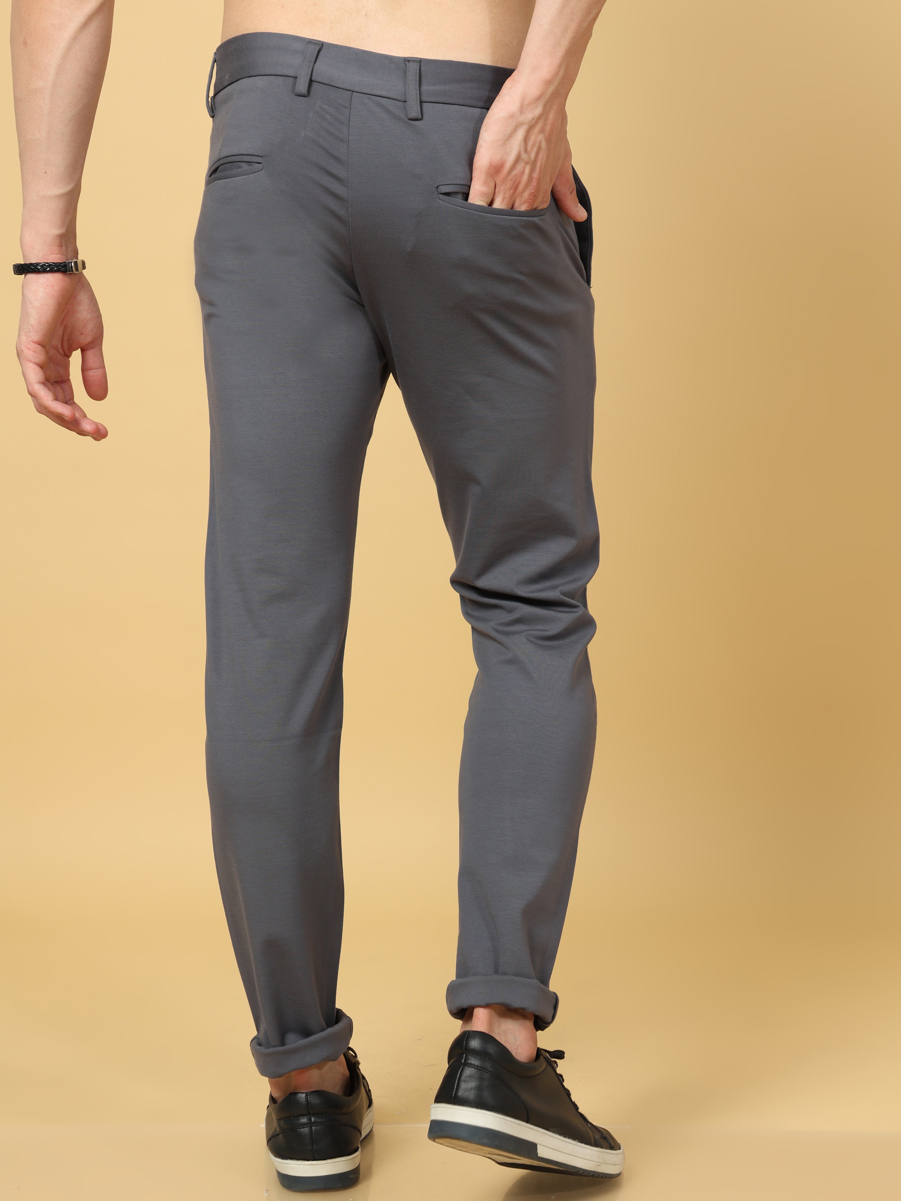 Slim Comfort B-95 Formal Dark Grey Check Trouser - Rain