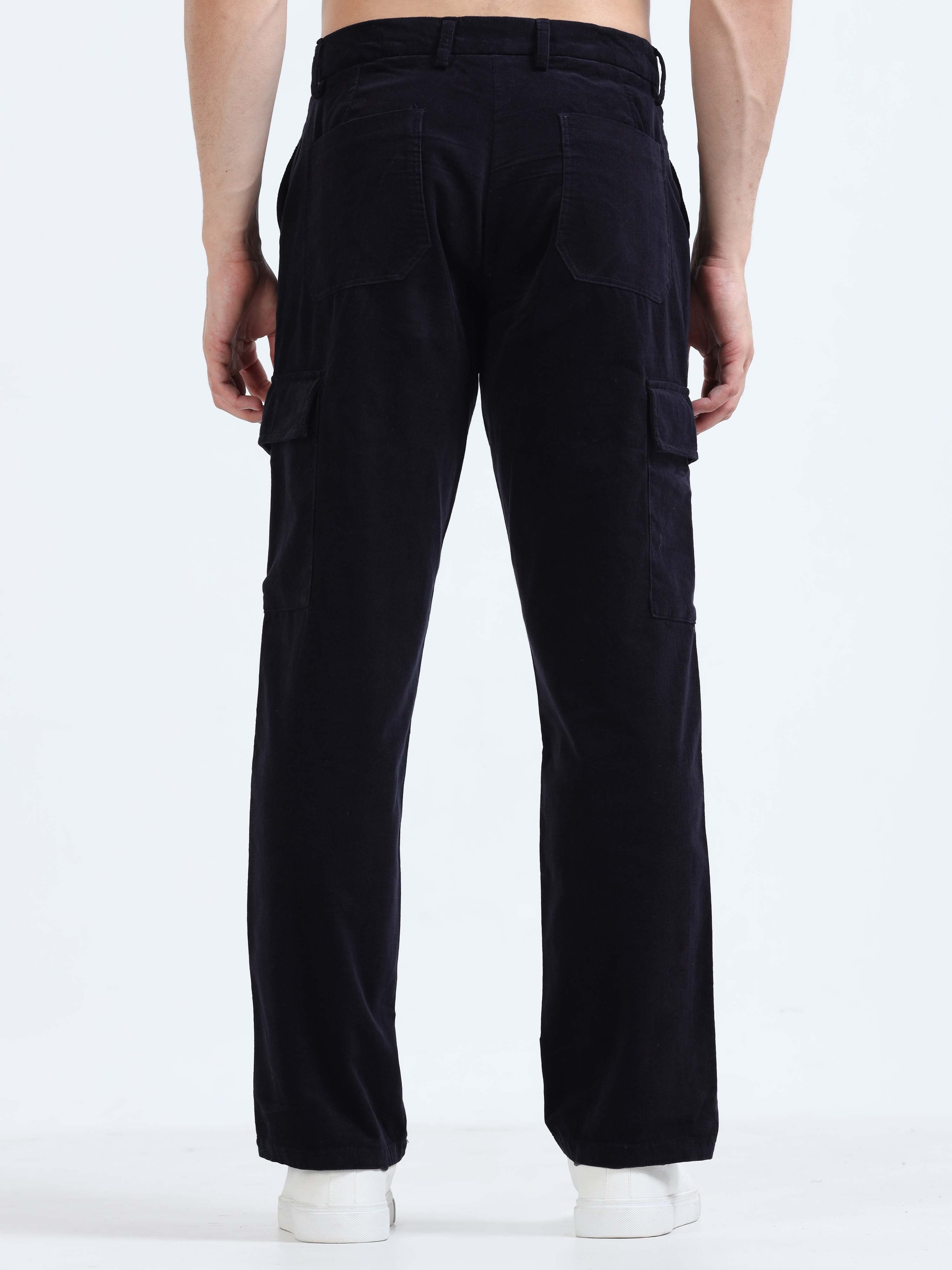 Soft Corduroy Navy Relaxed Cargo Pant