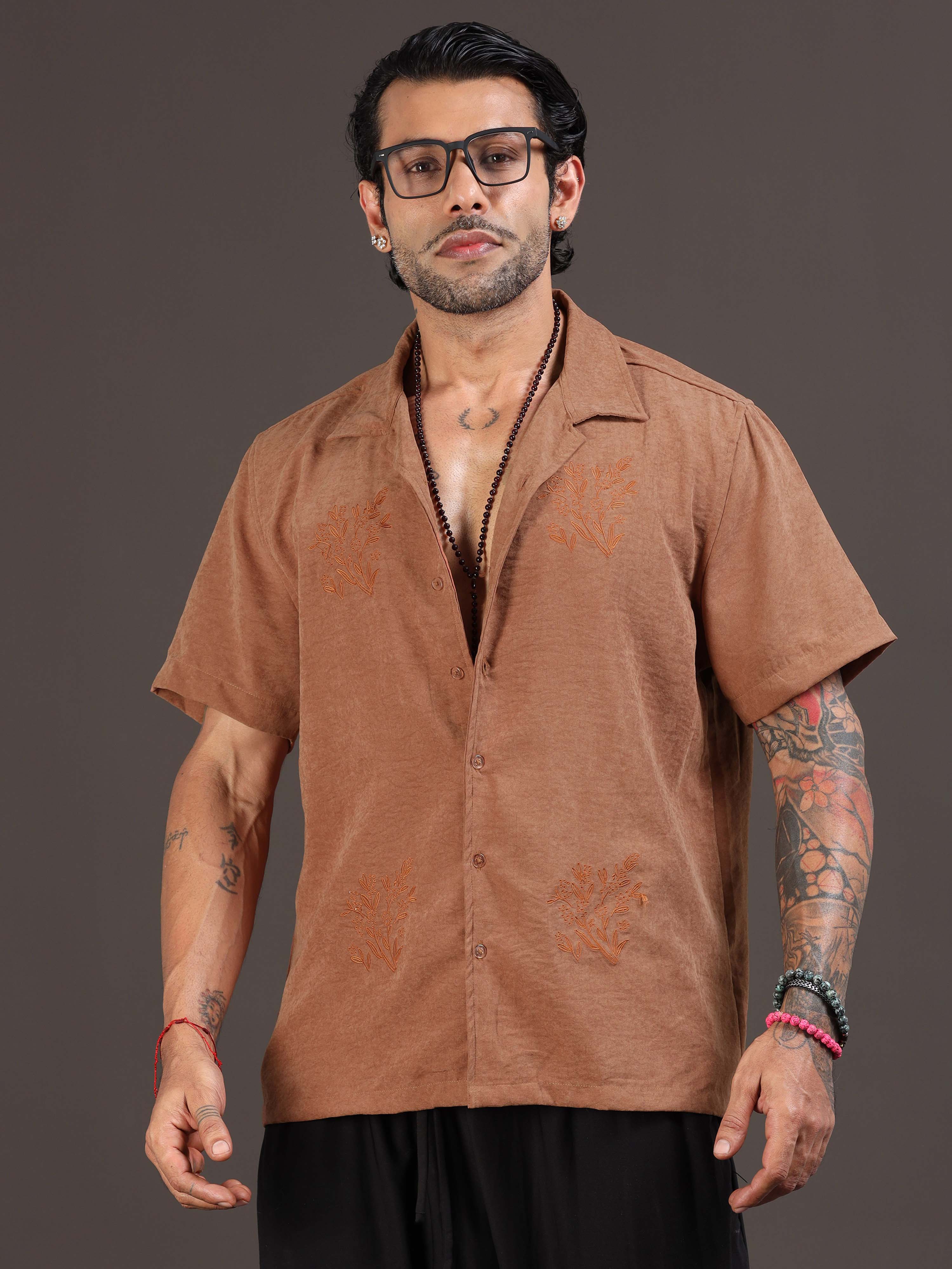 Velvasso Embroidered Shirt In Brown