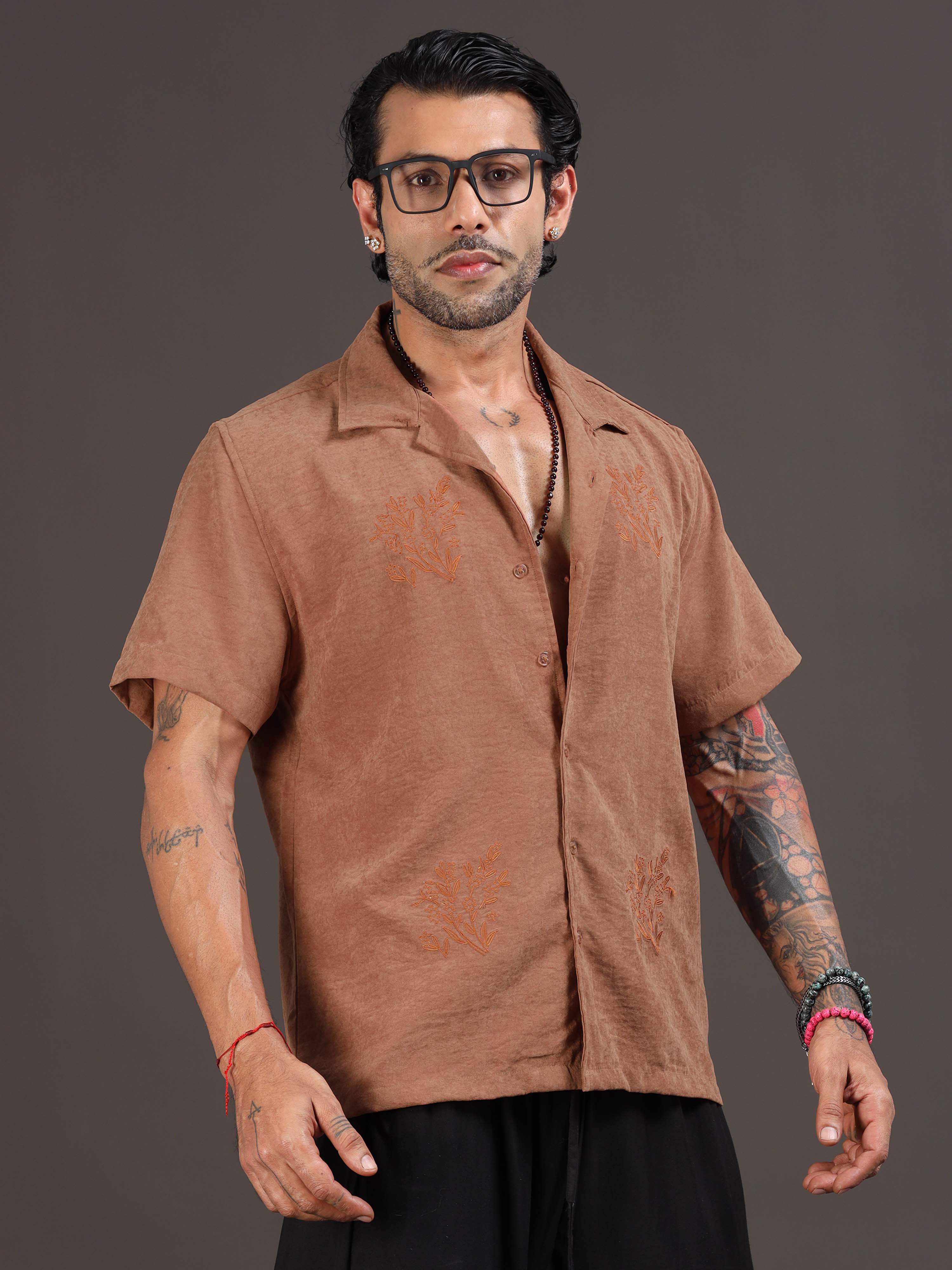 Velvasso Embroidered Shirt In Brown