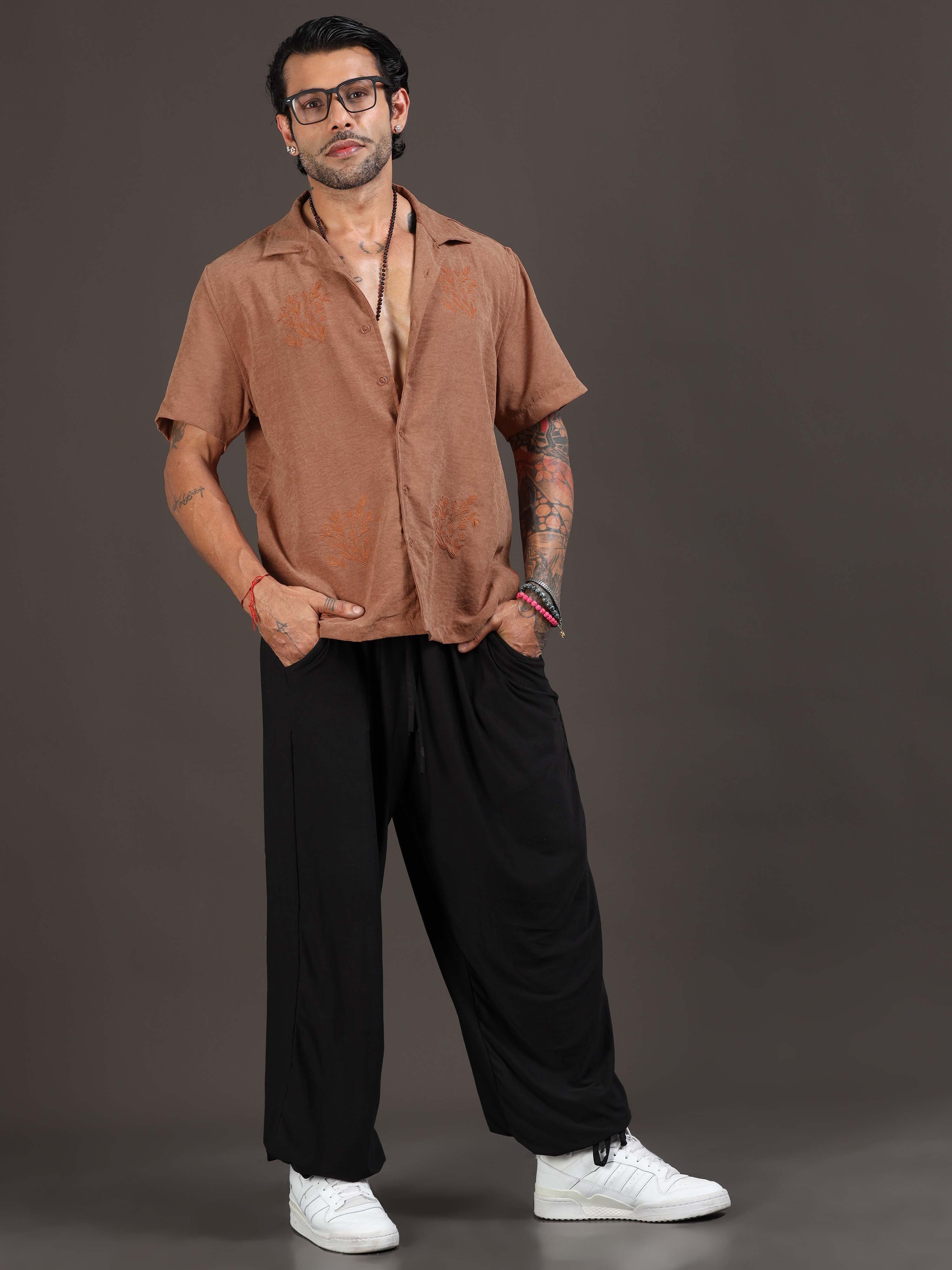 Velvasso Embroidered Shirt In Brown