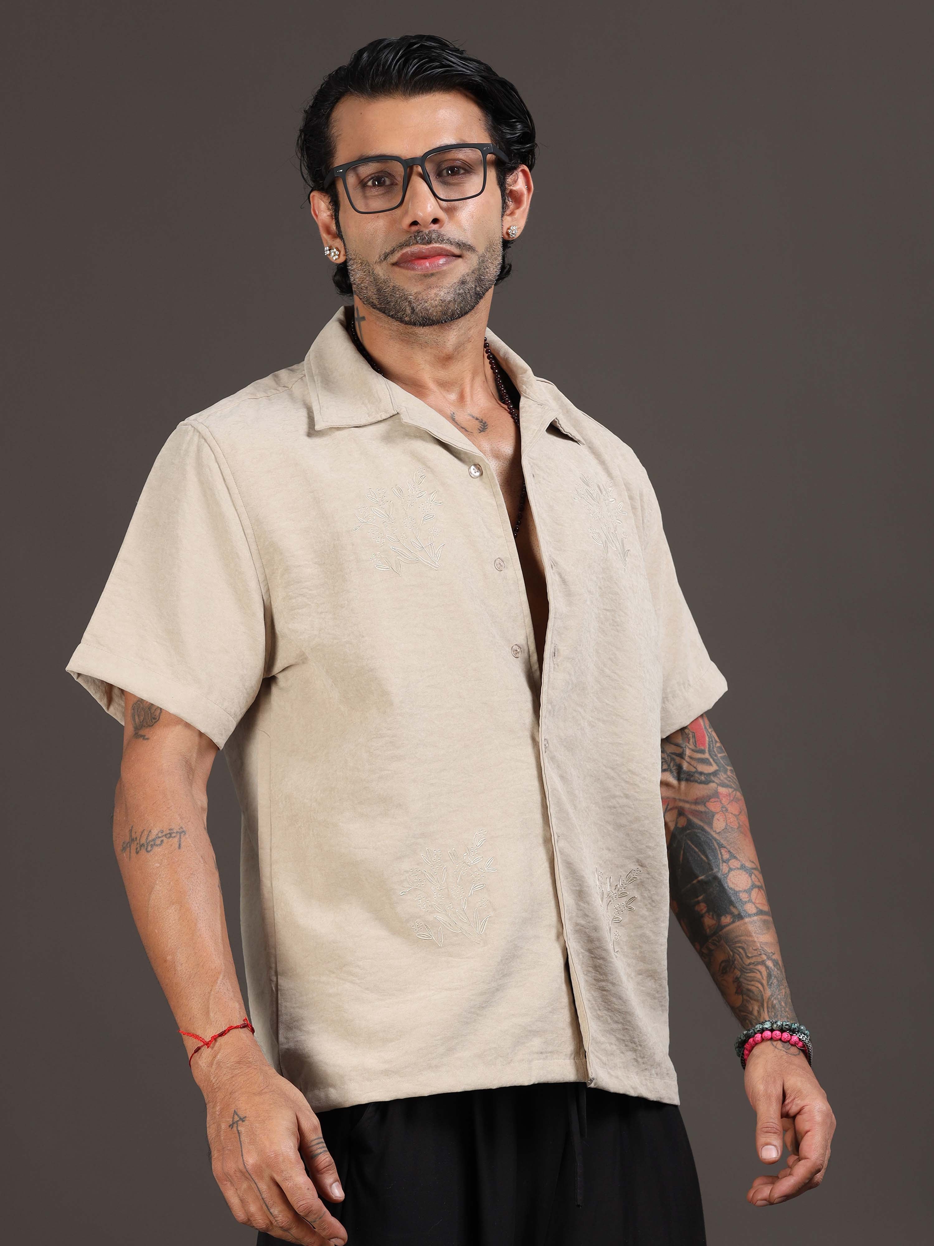 Velvasso Embroidered Shirt In Beige