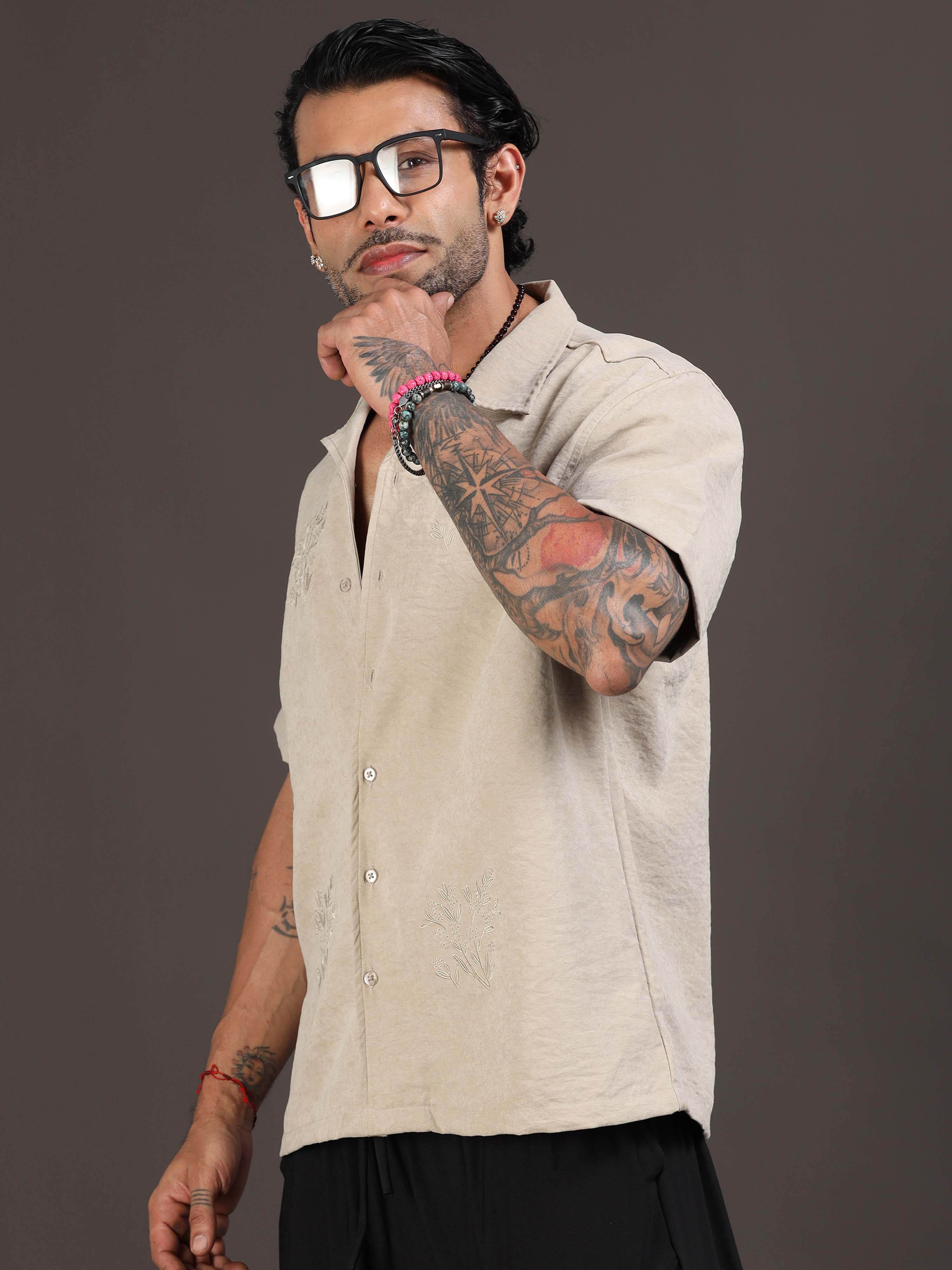 Velvasso Embroidered Shirt In Beige