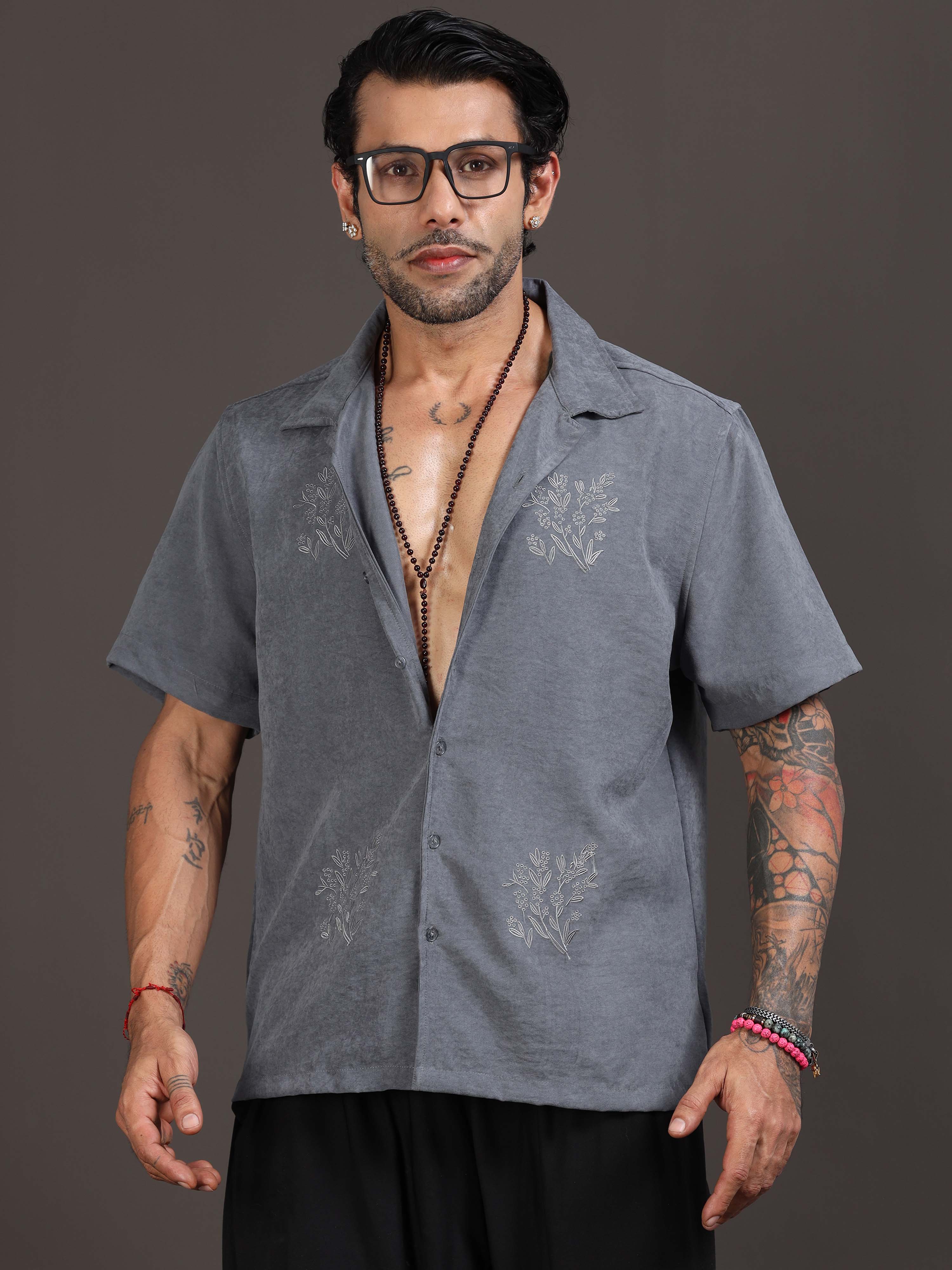 Velvasso Embroidered Shirt In Grey