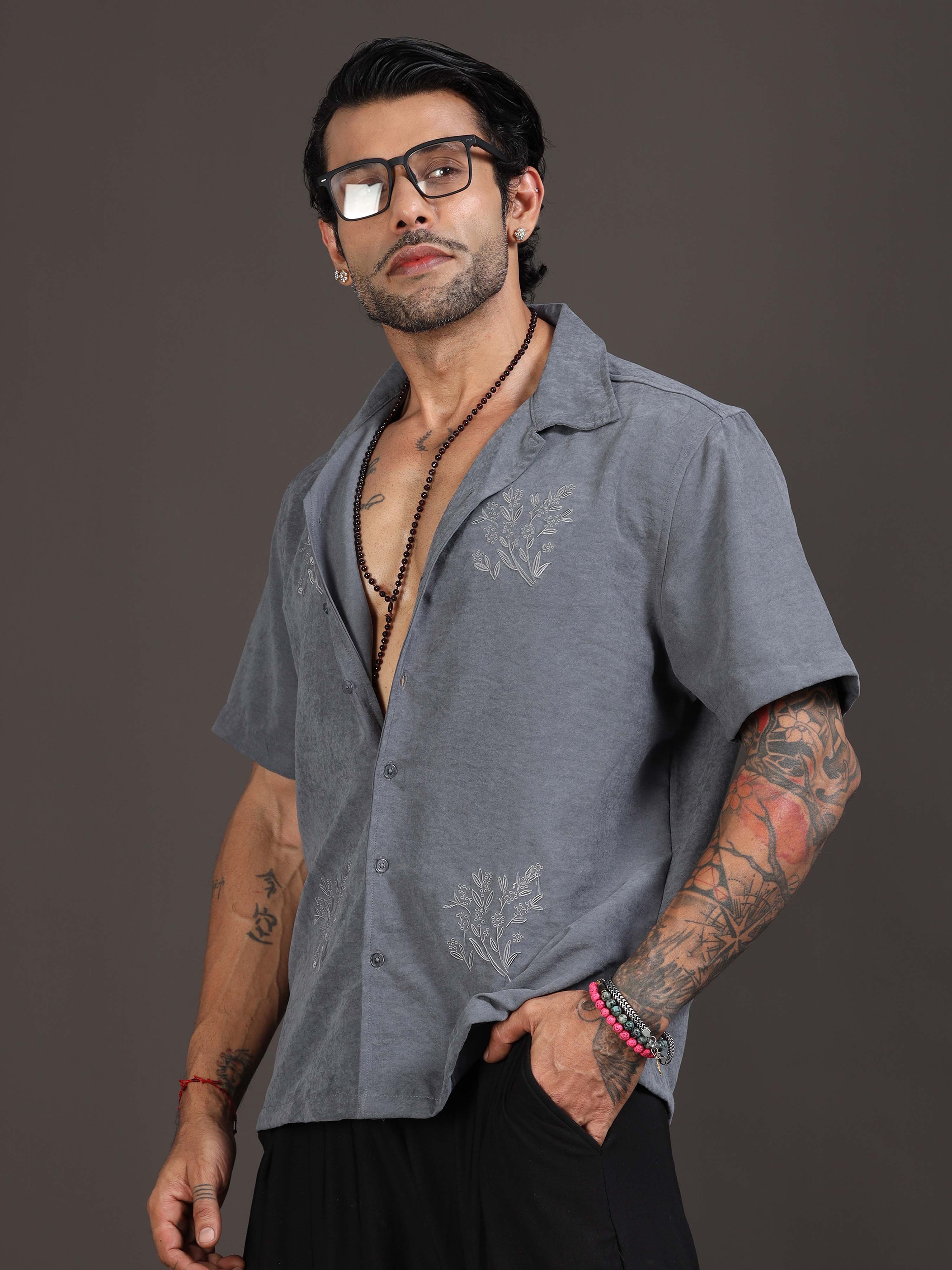 Velvasso Embroidered Shirt In Grey