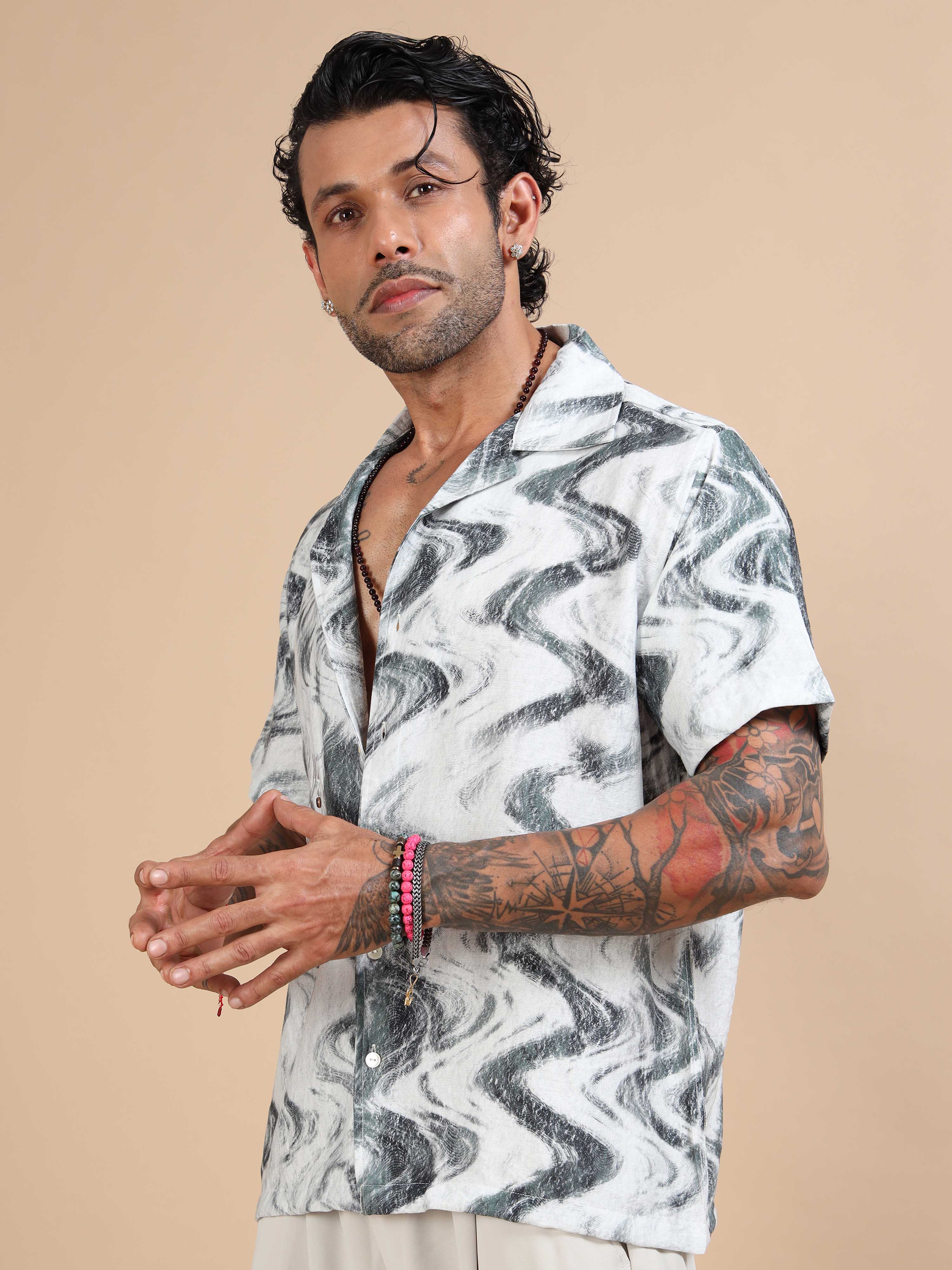 White Printed Shirt for men