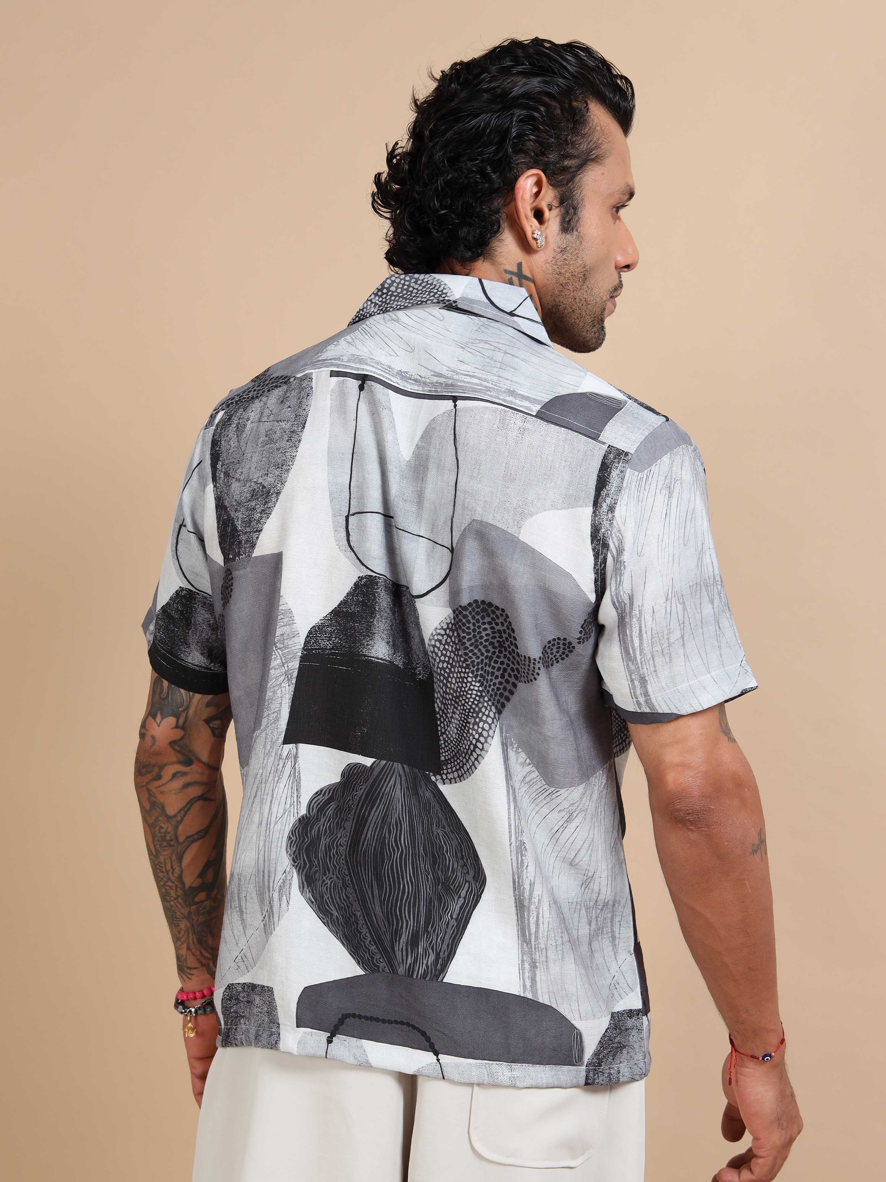 Grey Floral Printed Shirts For Men