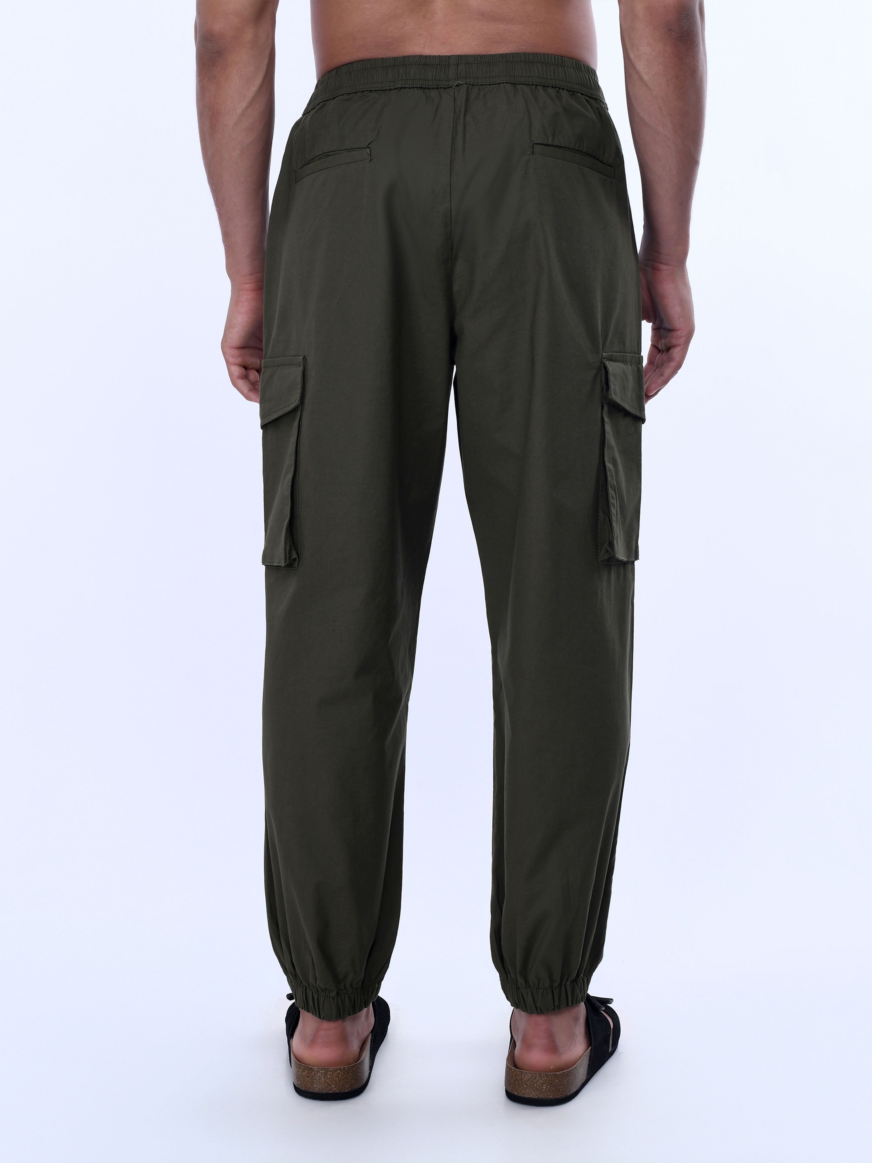 Olive Green Men Cargo Joggers