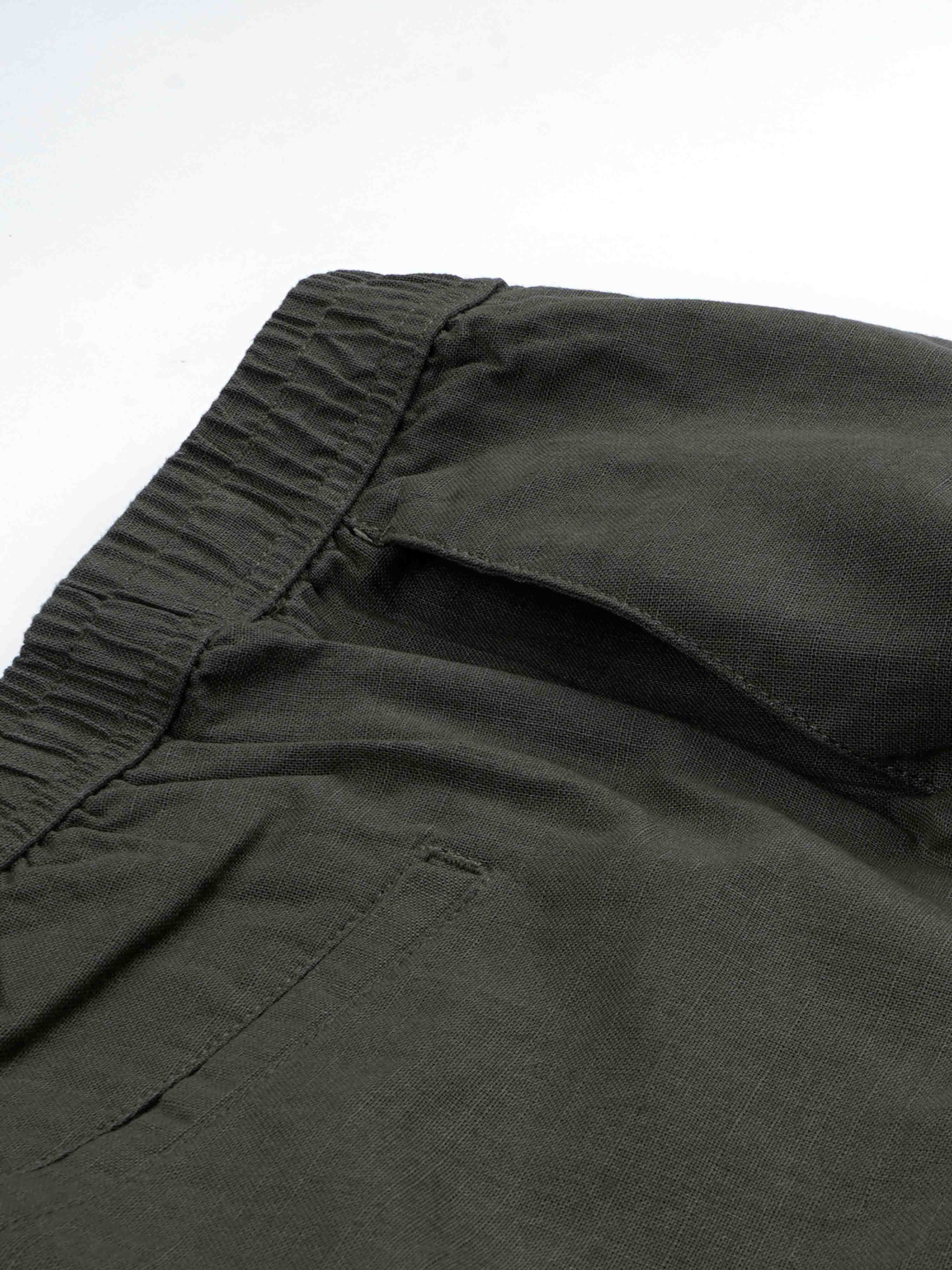 Olive Green Mens Pants Relaxed Fit