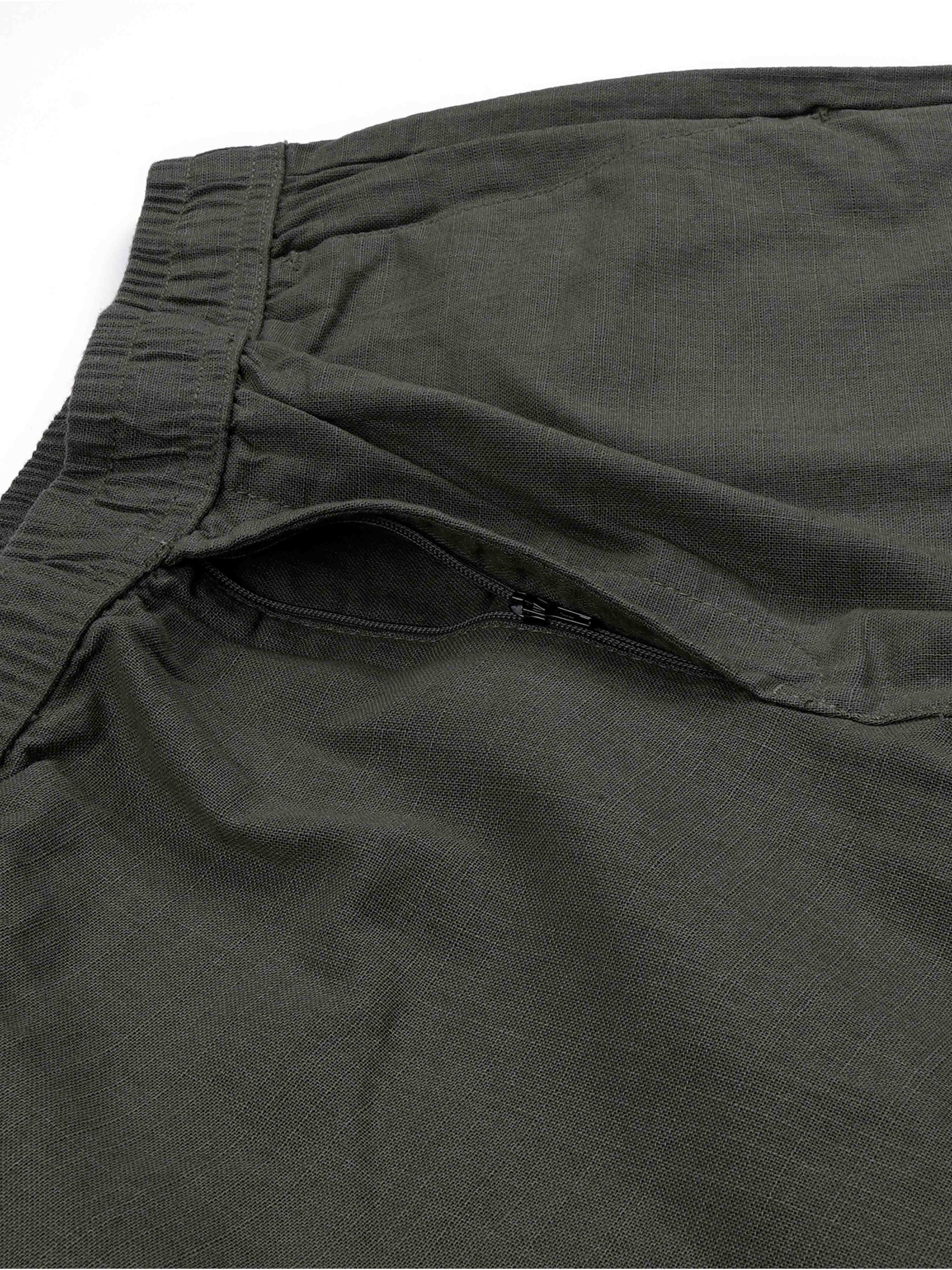 Olive Green Mens Pants Relaxed Fit