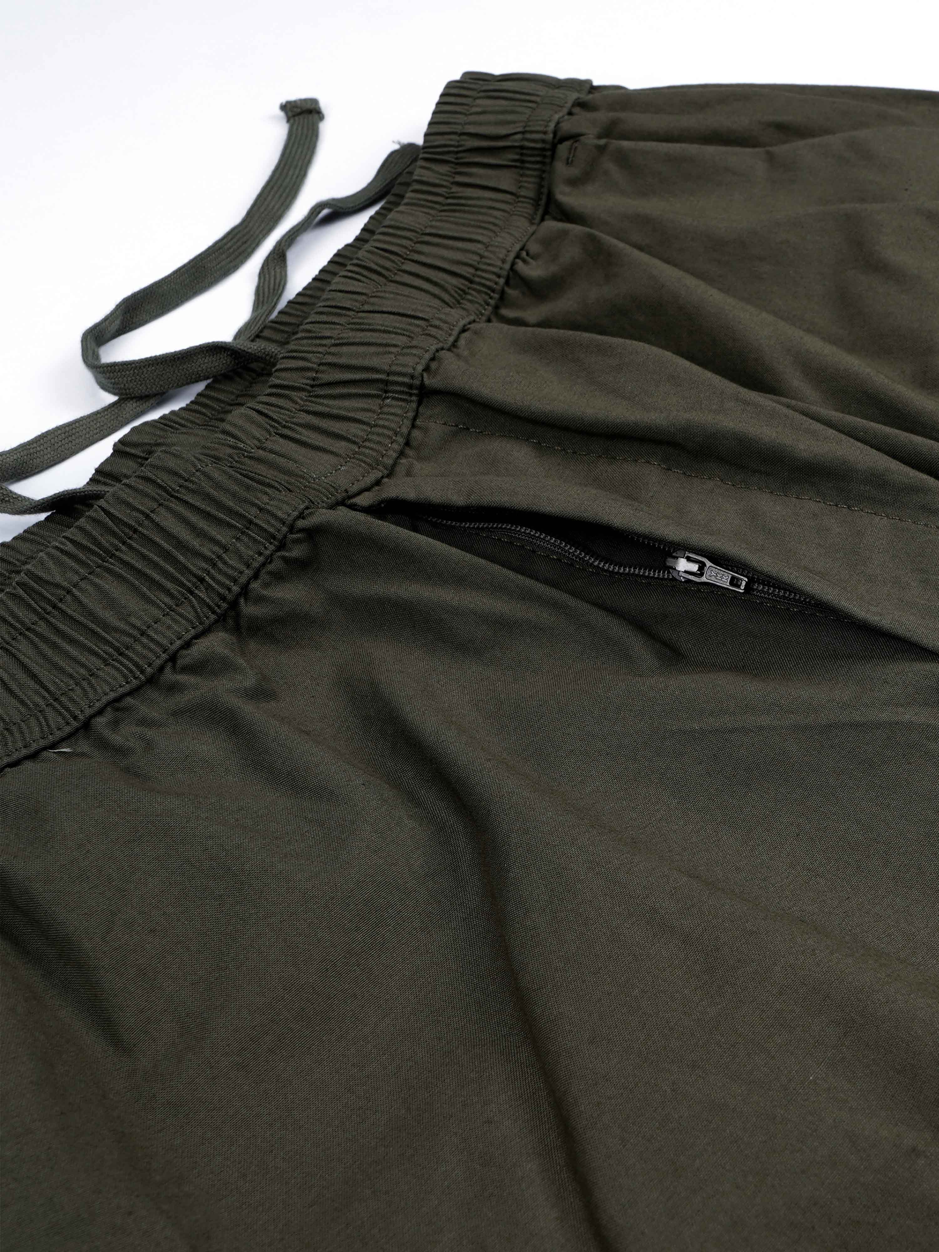 Olive Green Men Cargo Joggers