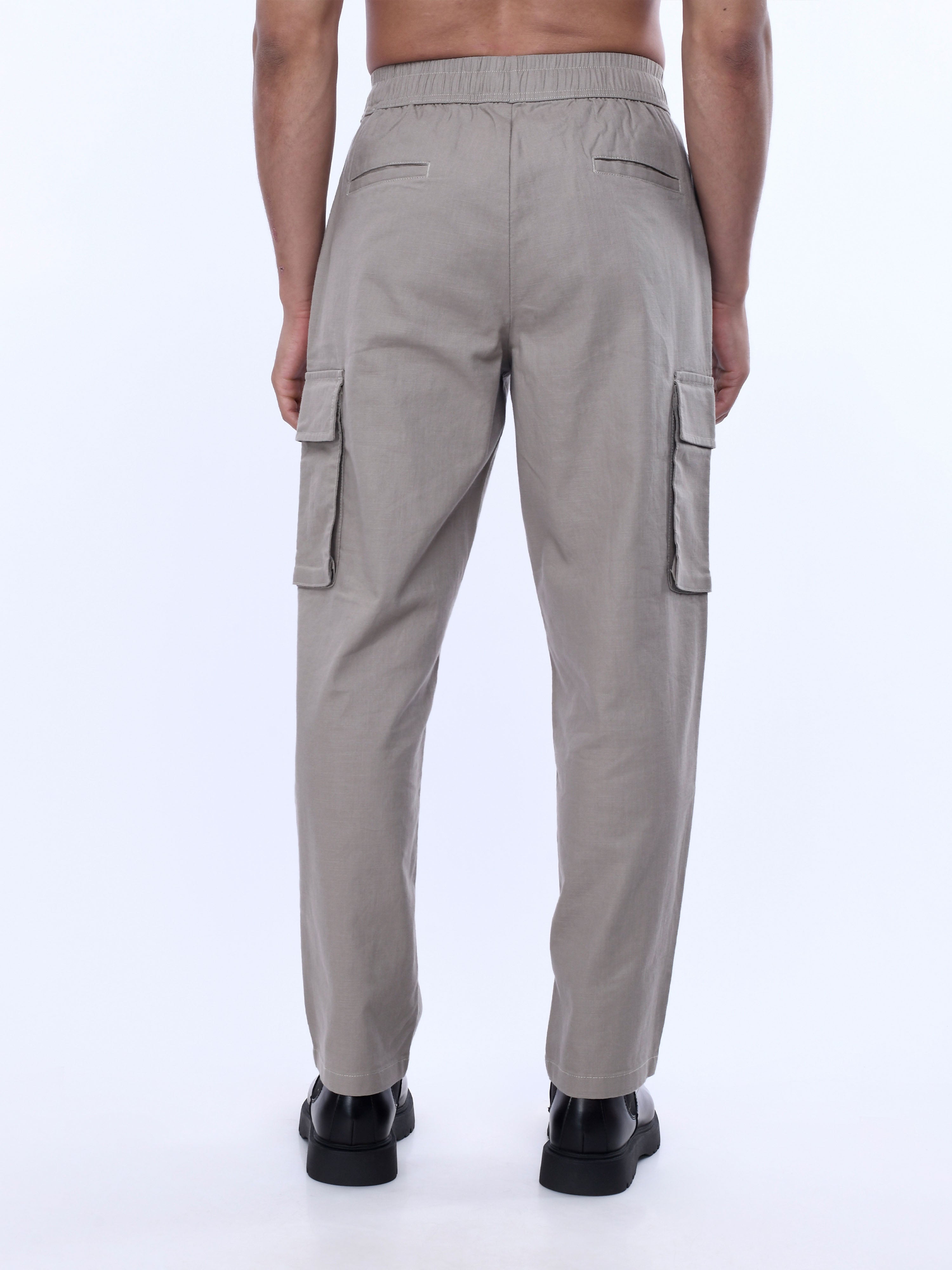 Beige Men Cargo Joggers