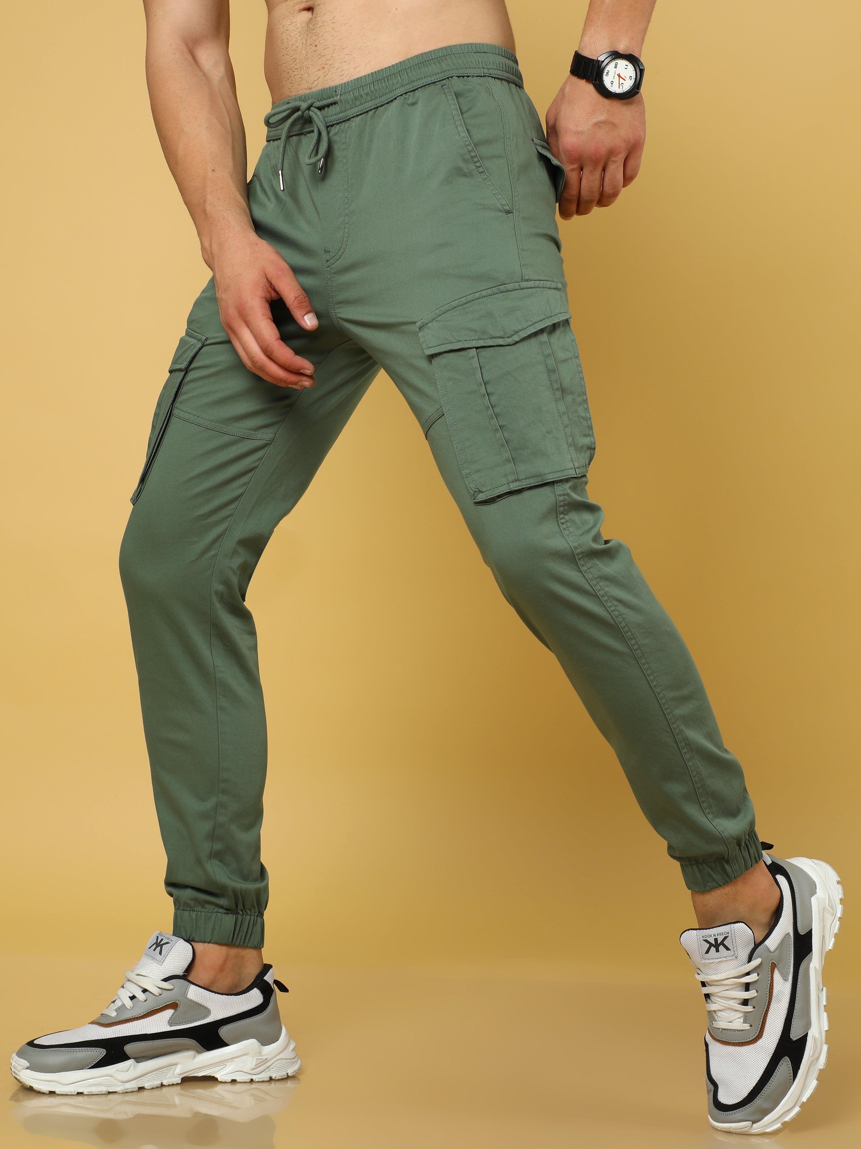 Mens green cargo joggers hot sale