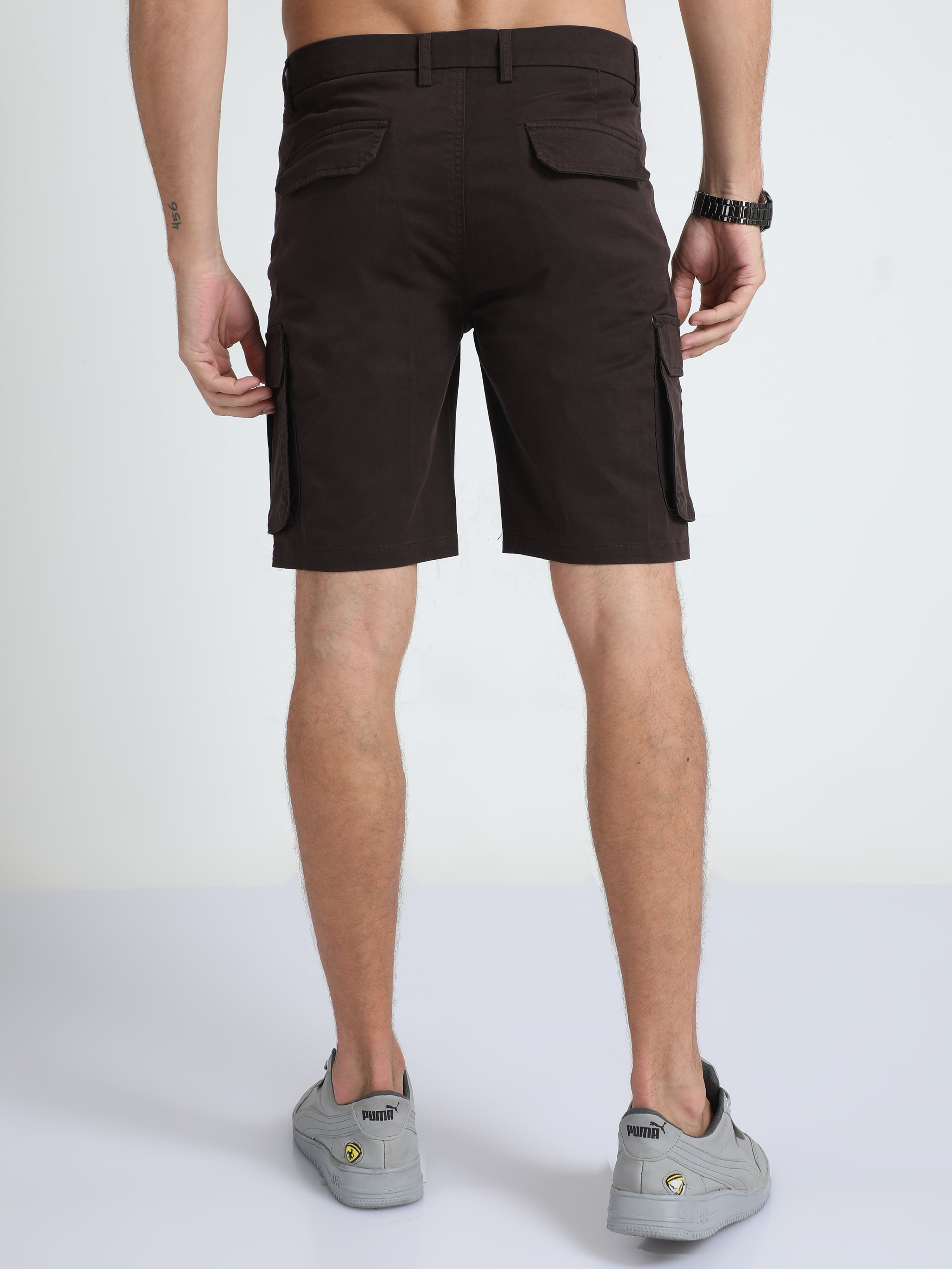 Premium Twill Brown Cargo Shorts