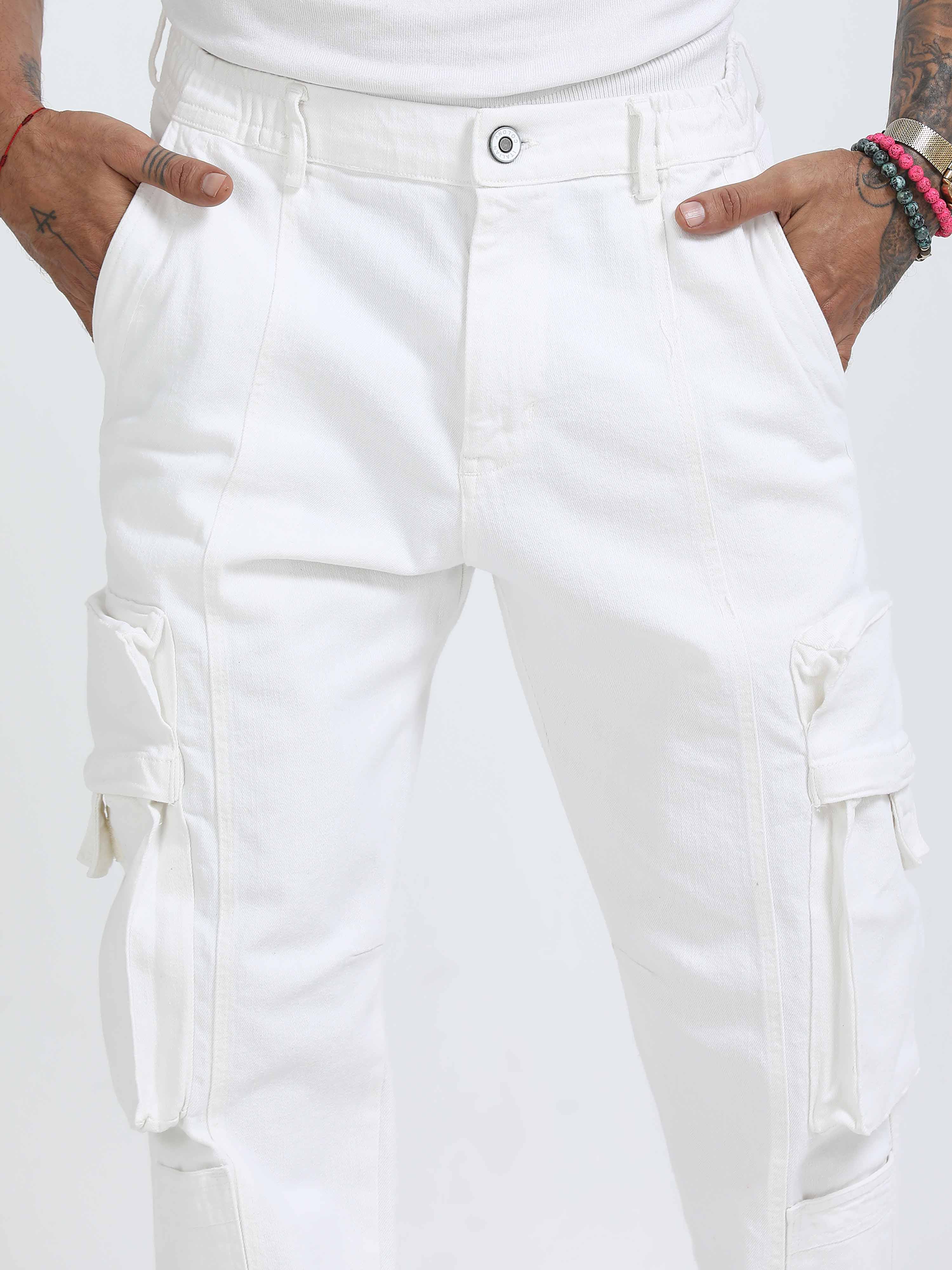 White Cargos for Men