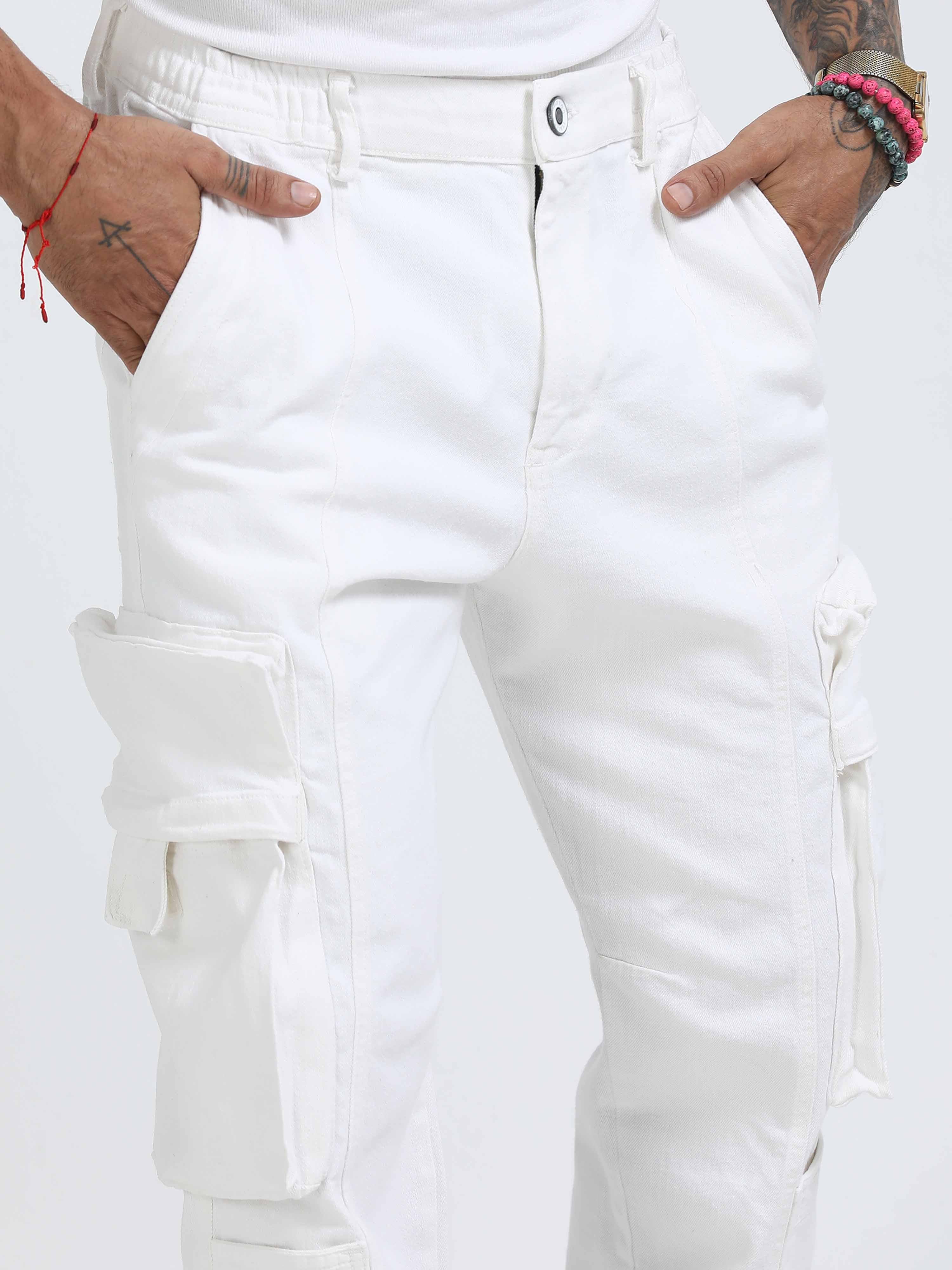 White Cargos for Men