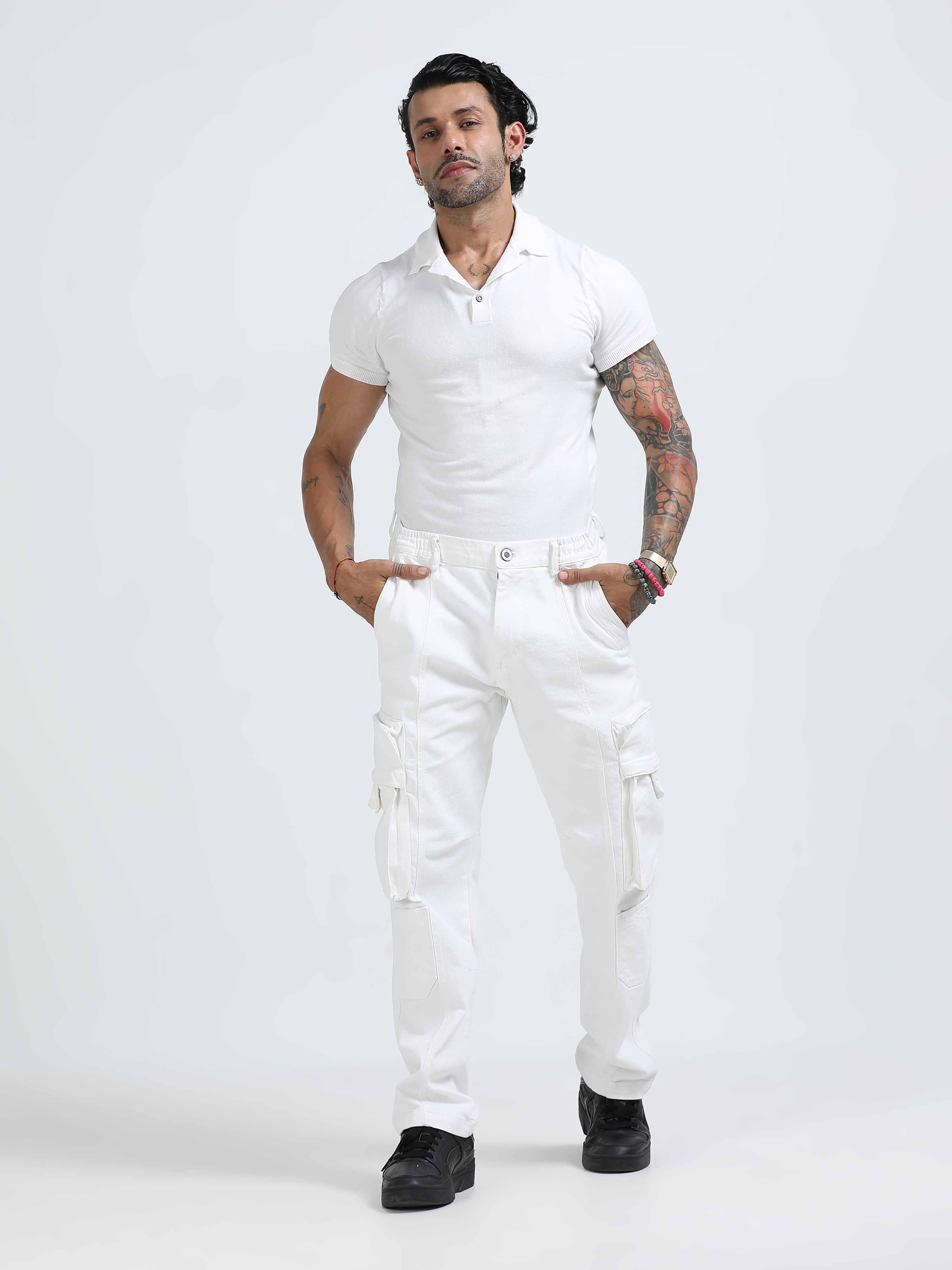 White Cargos for Men