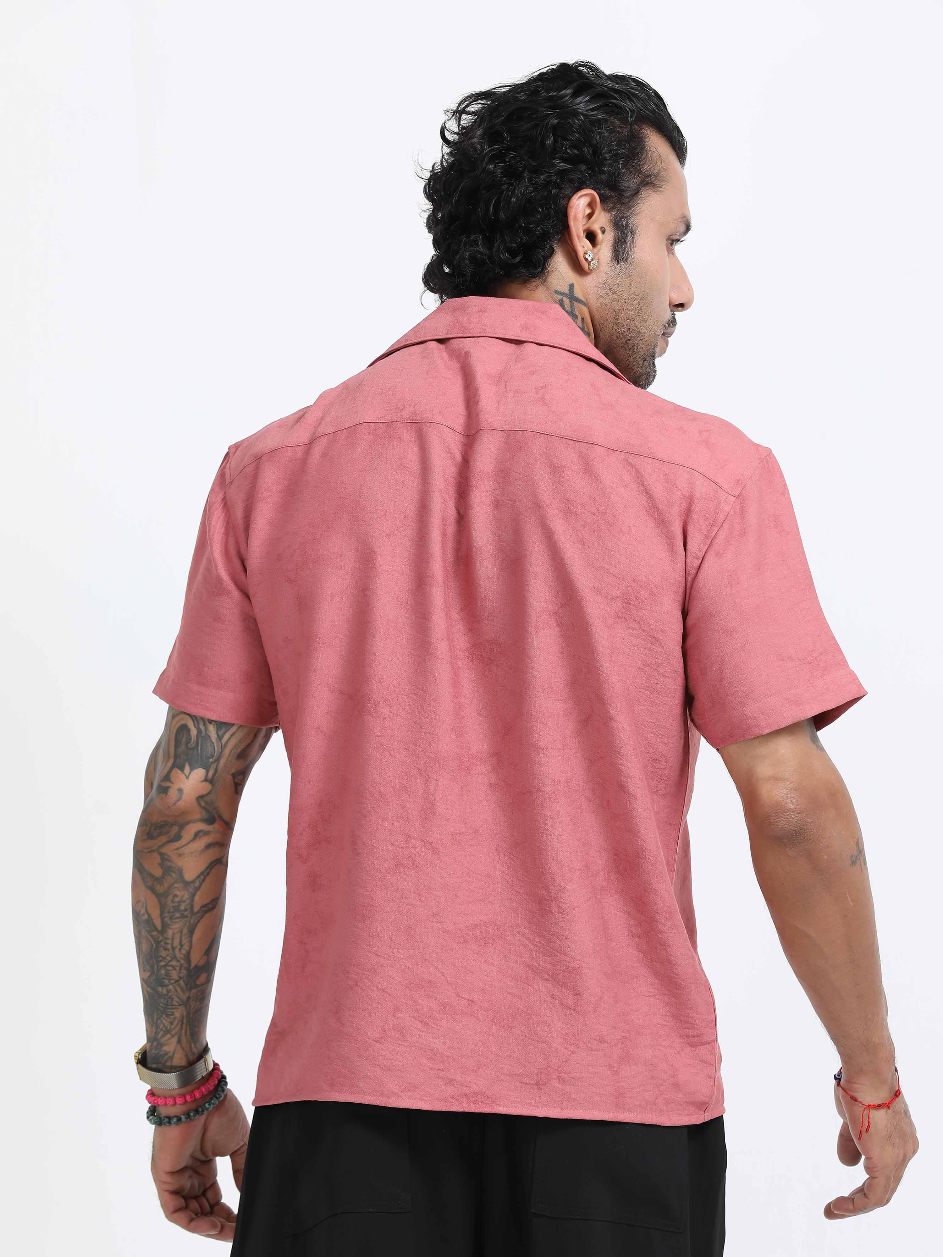 Tiger Embroidered Shirt In Pink for men