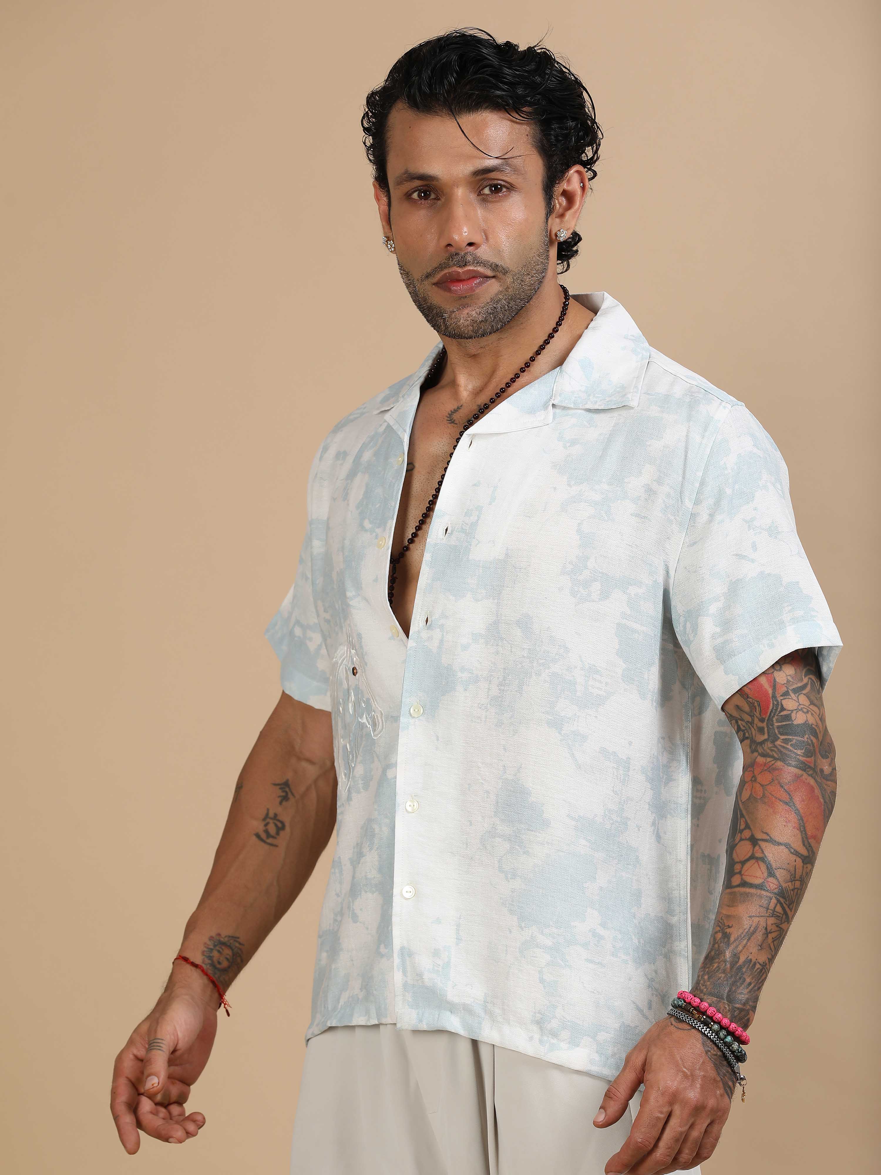 Printed Shirt In Sky Blue for Men