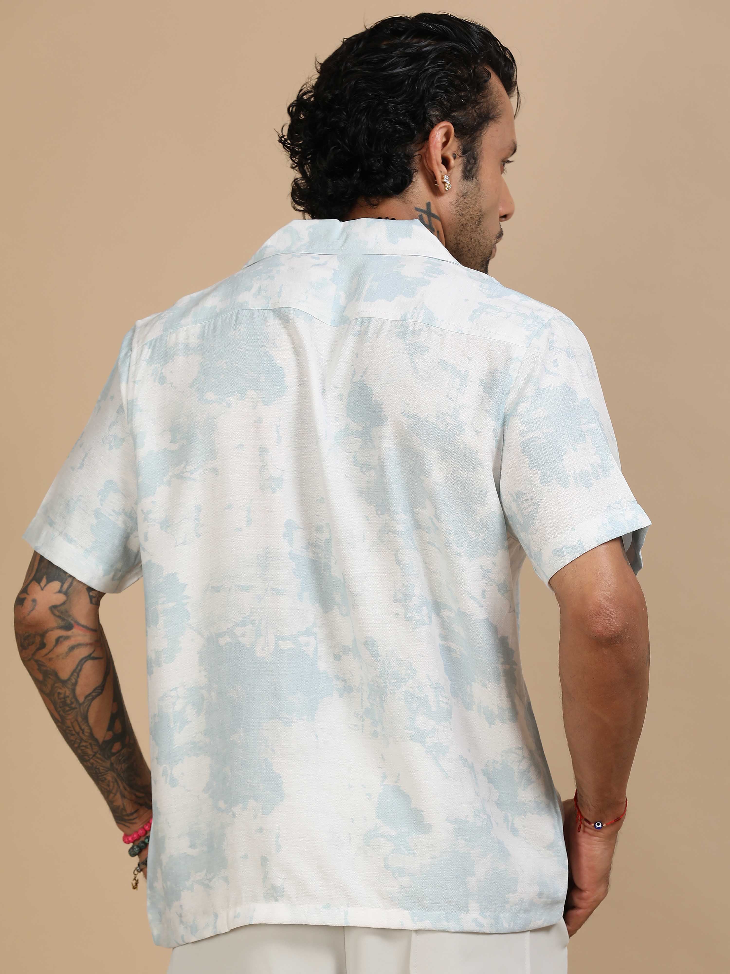 Printed Shirt In Sky Blue for Men