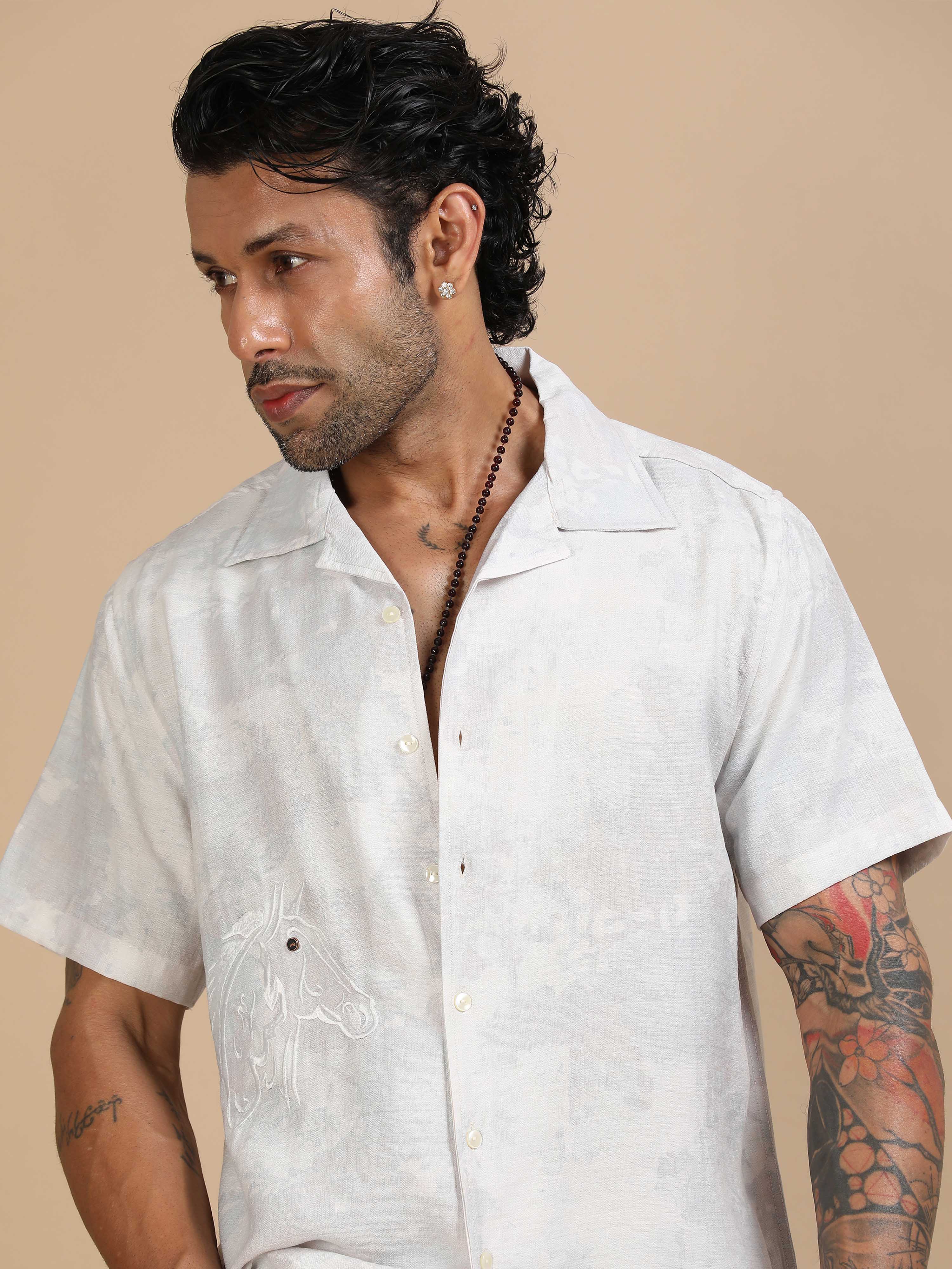 Mens Shirts With Grey Cloud Designs