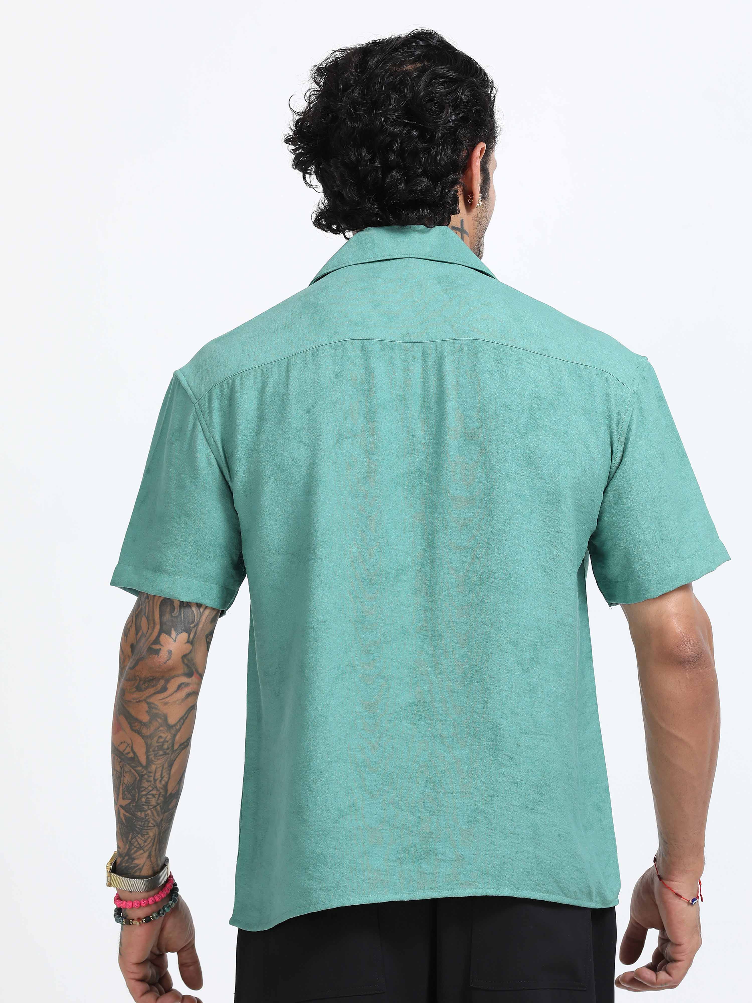 Tiger Embroidered Shirt In Green for men