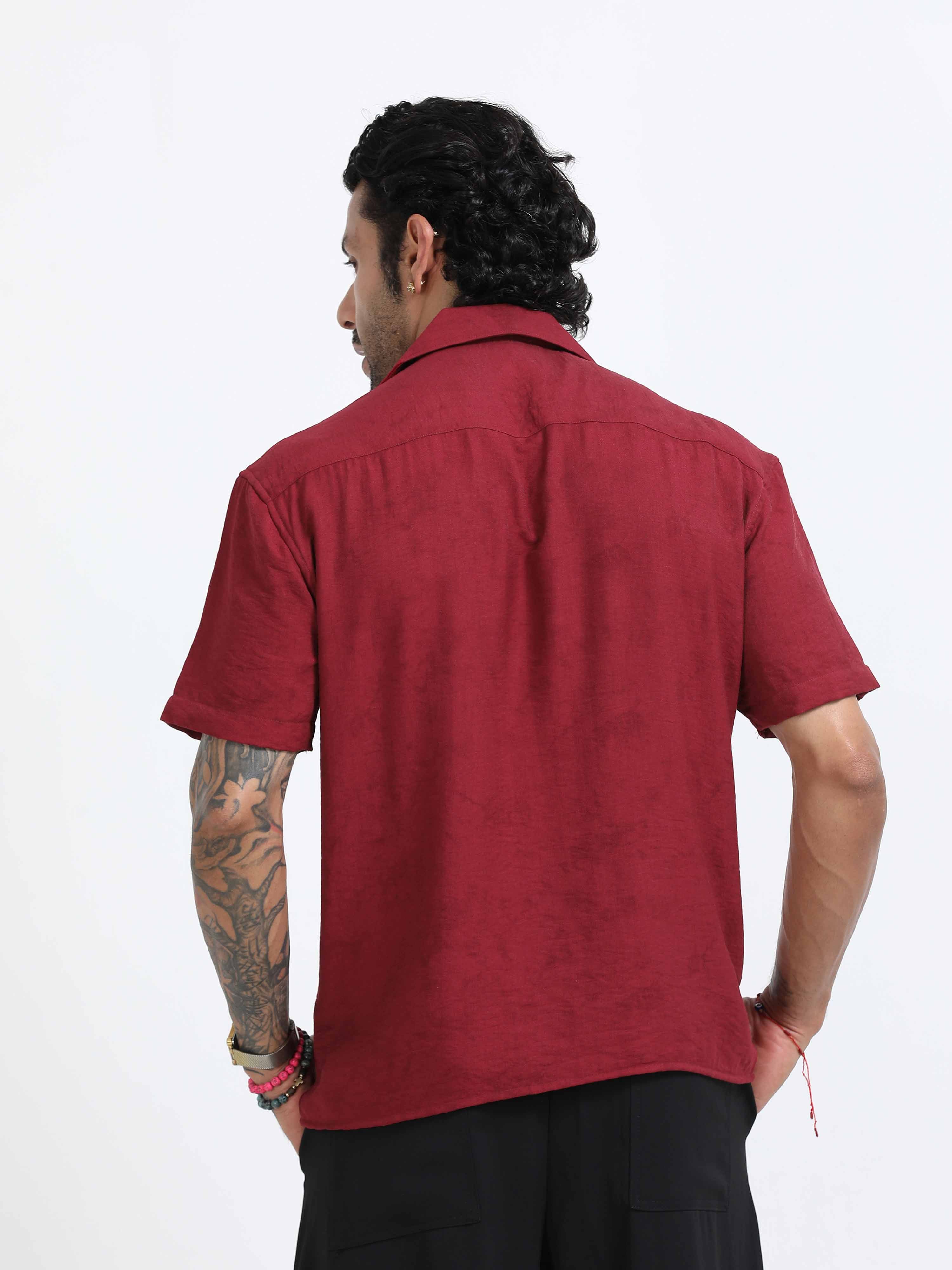 Tiger Embroidered Shirt In Red for men