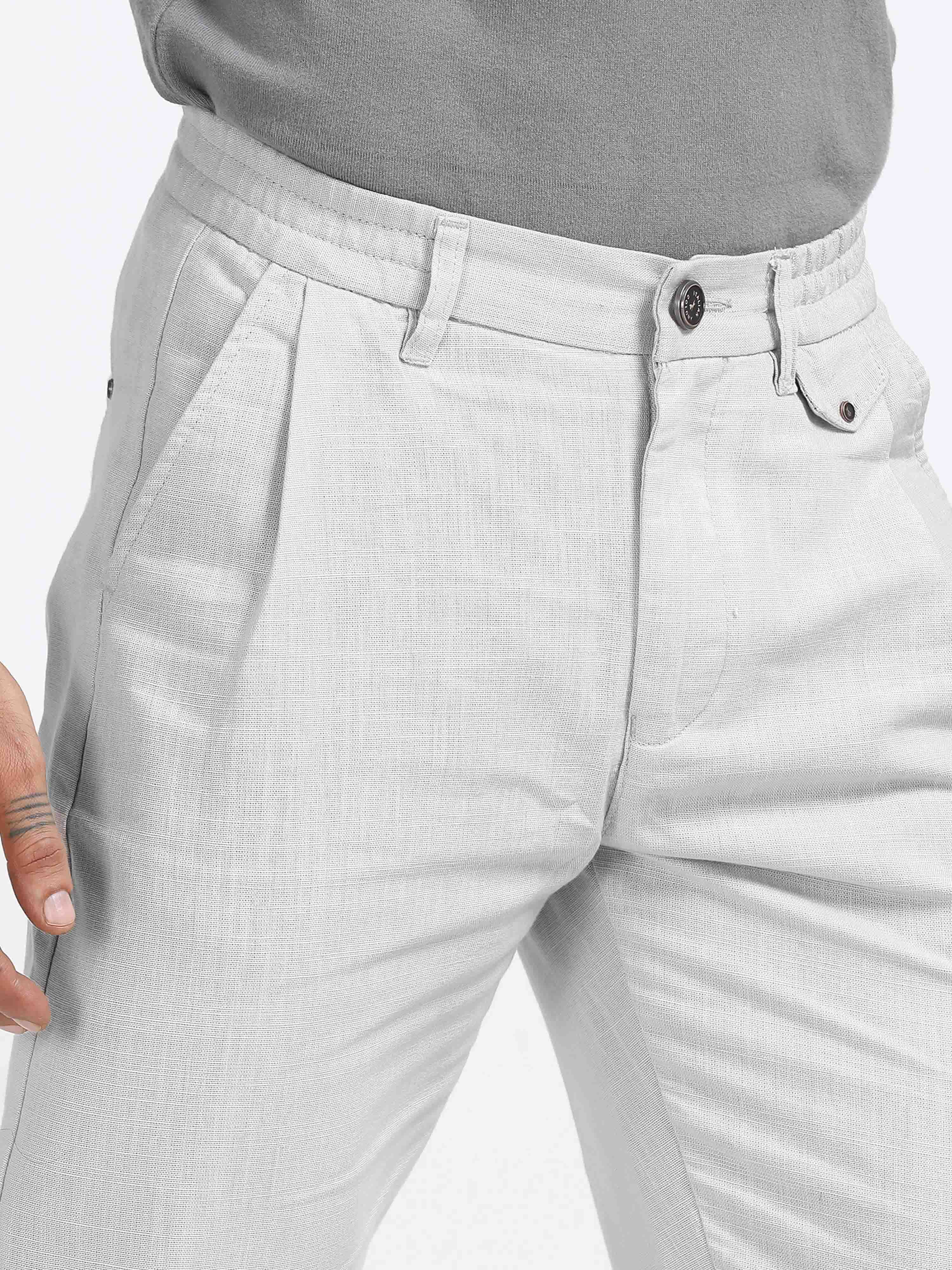 Mens White Linen Trousers