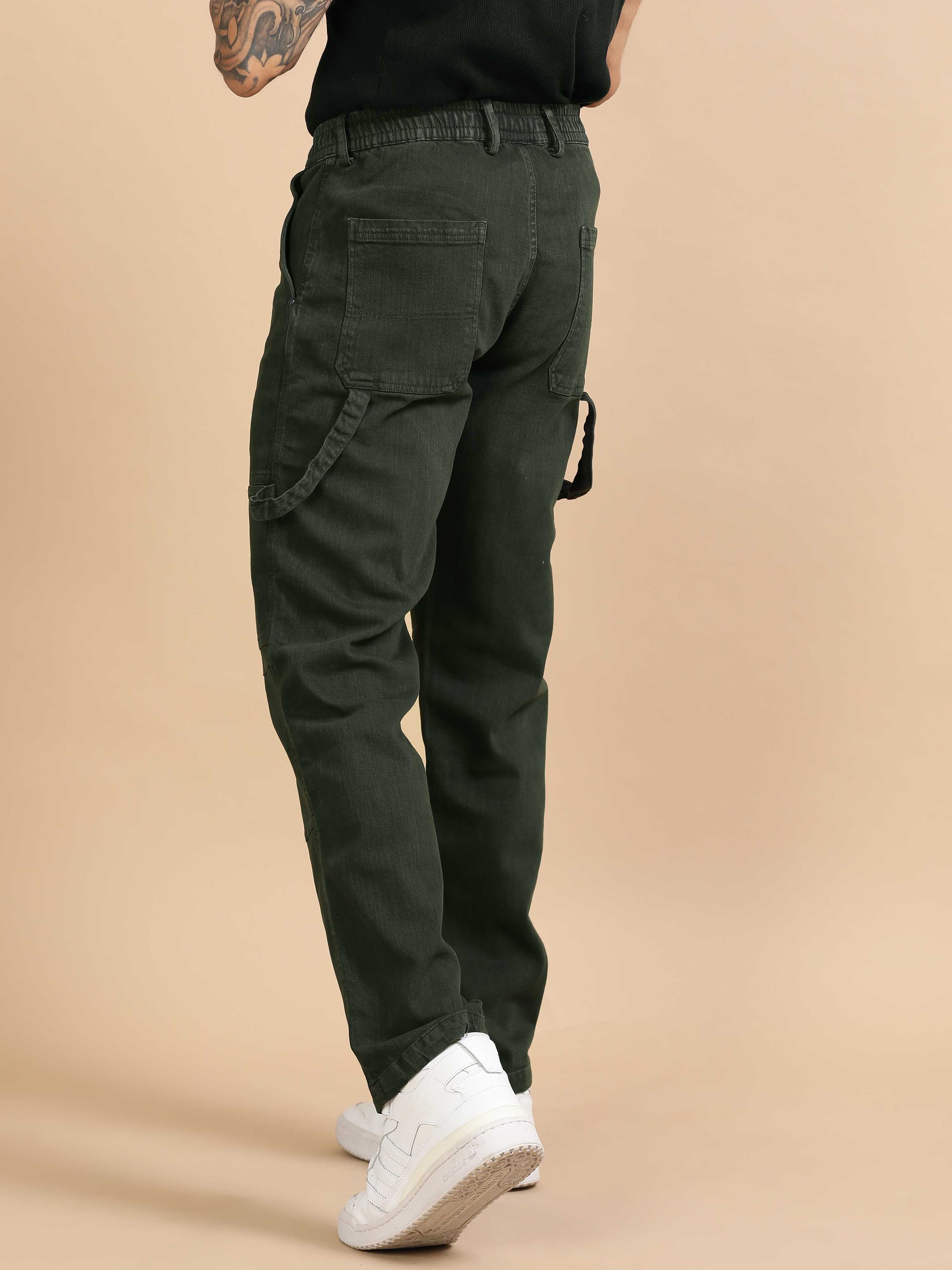 Carpenter Denim Olive Green Cargo Pants for Men