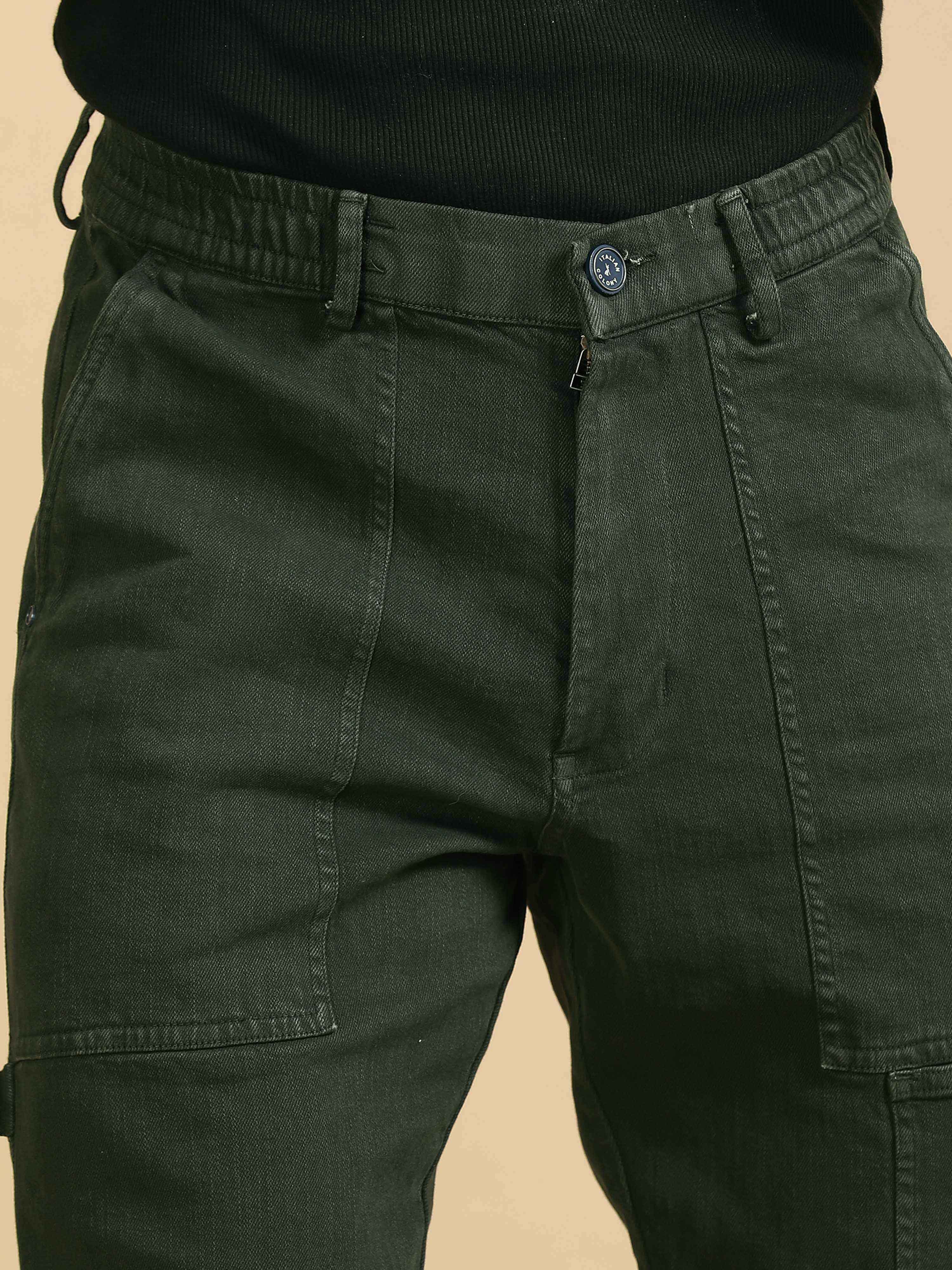 Carpenter Denim Olive Green Cargo Pants for Men