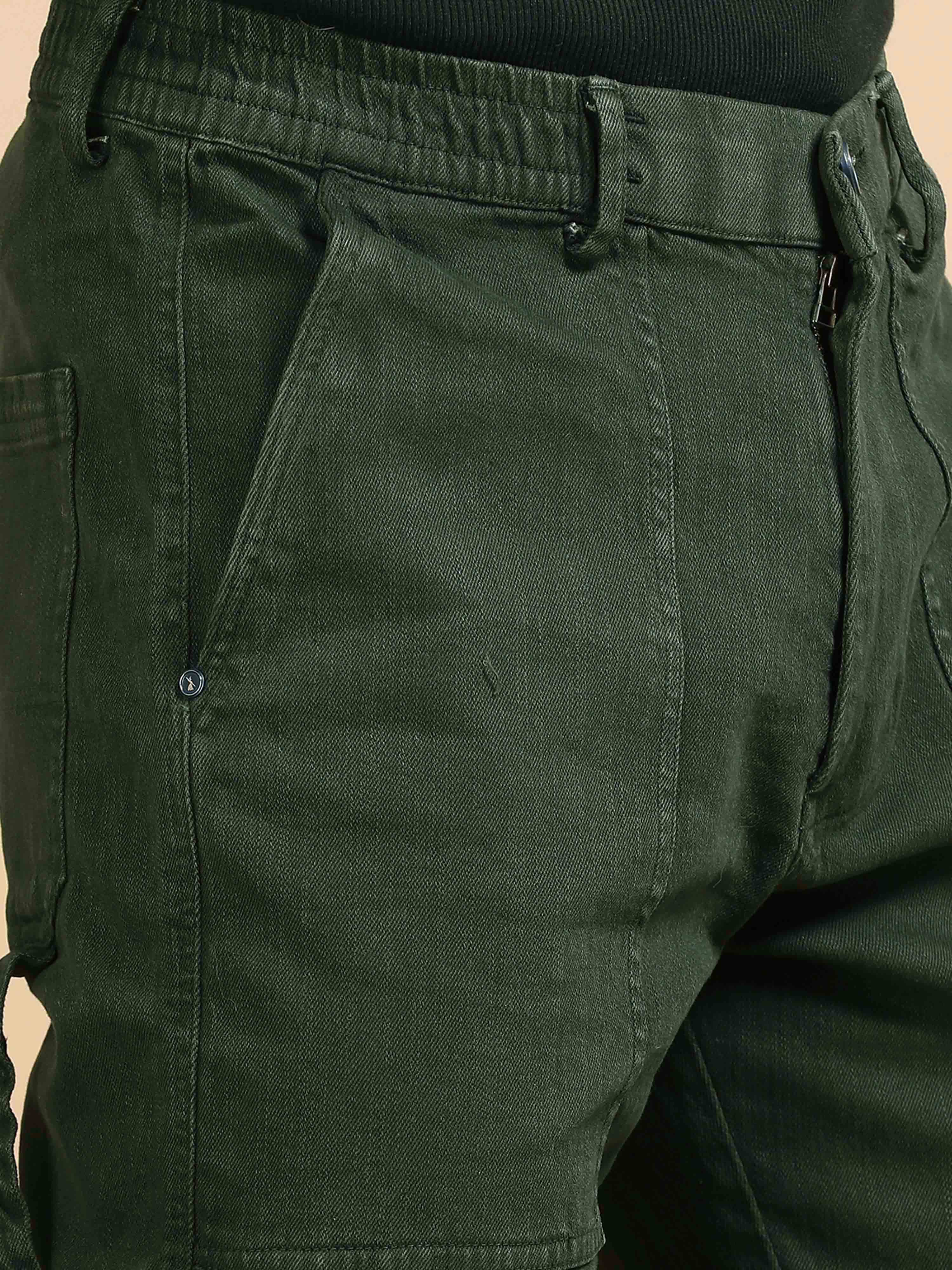 Carpenter Denim Olive Green Cargo Pants for Men