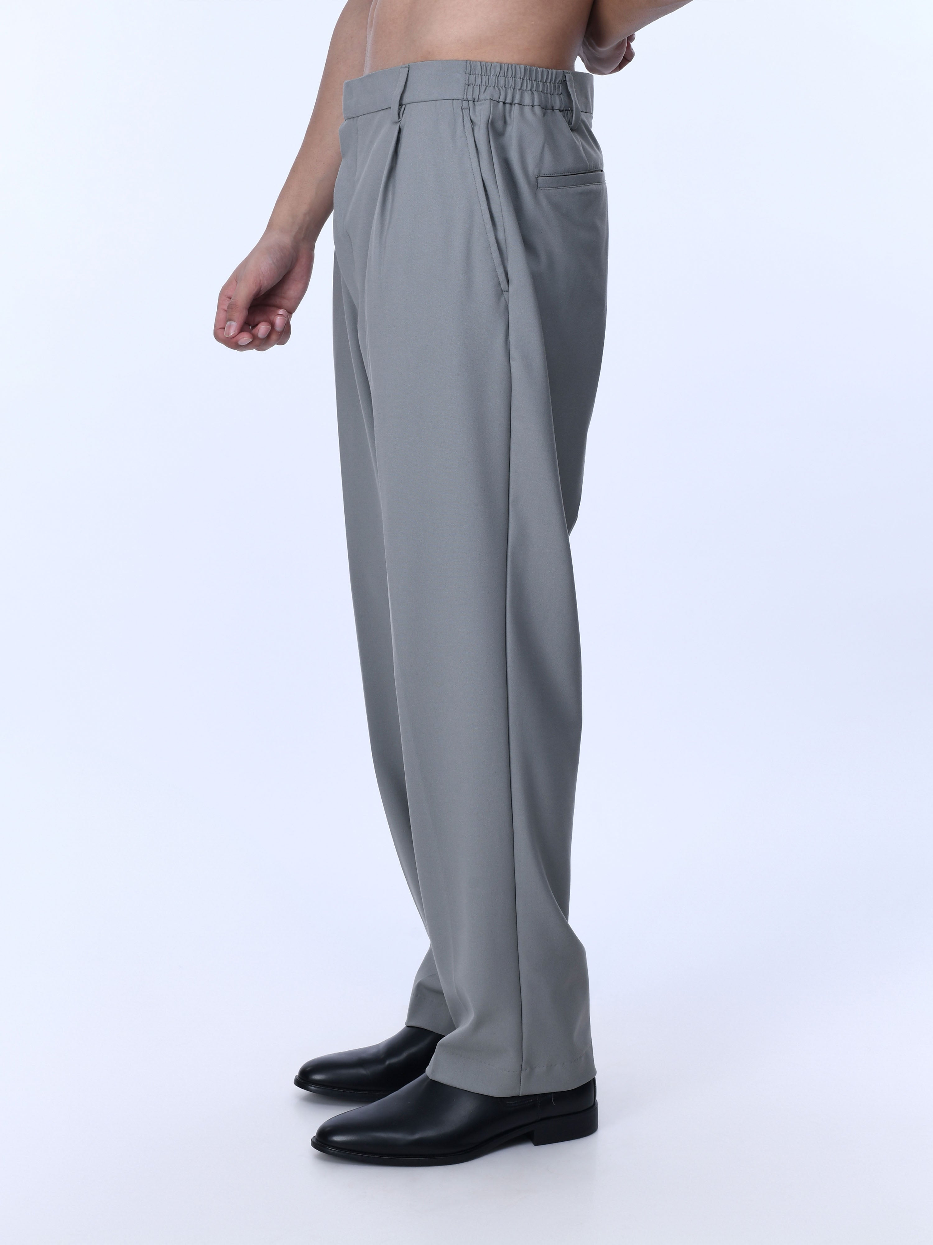 Mens Soft Light Grey Relaxed Trousers