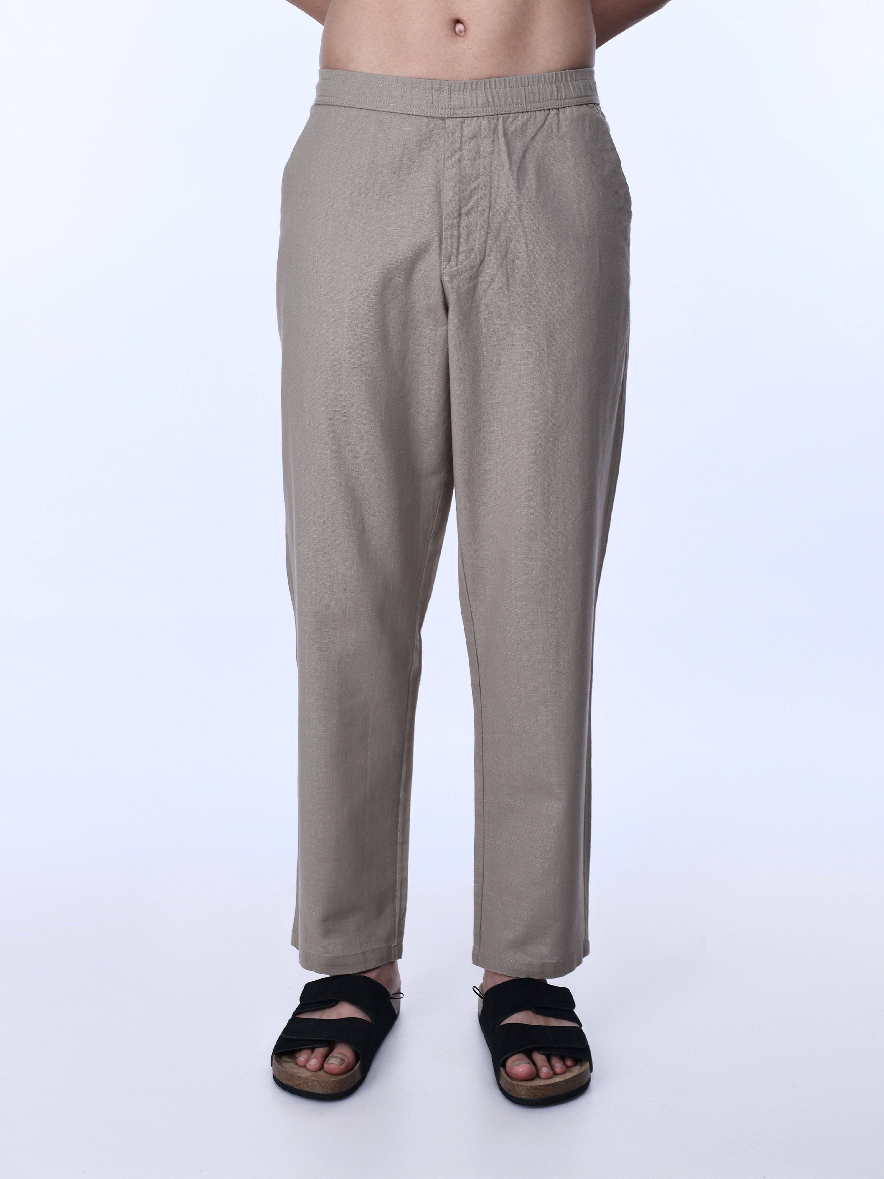 Relaxed Fit Beige Slacks for men