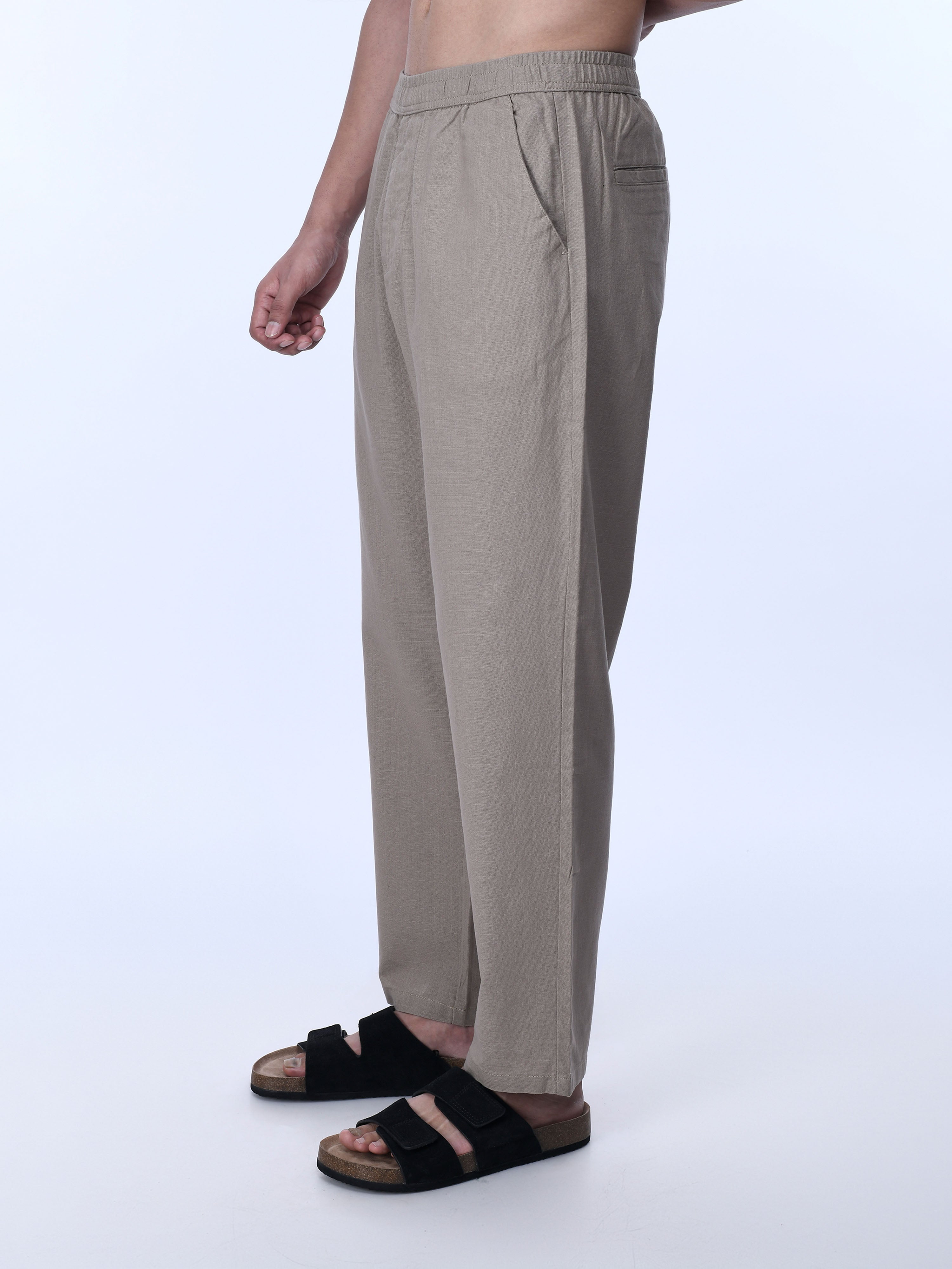 Relaxed Fit Beige Slacks for men