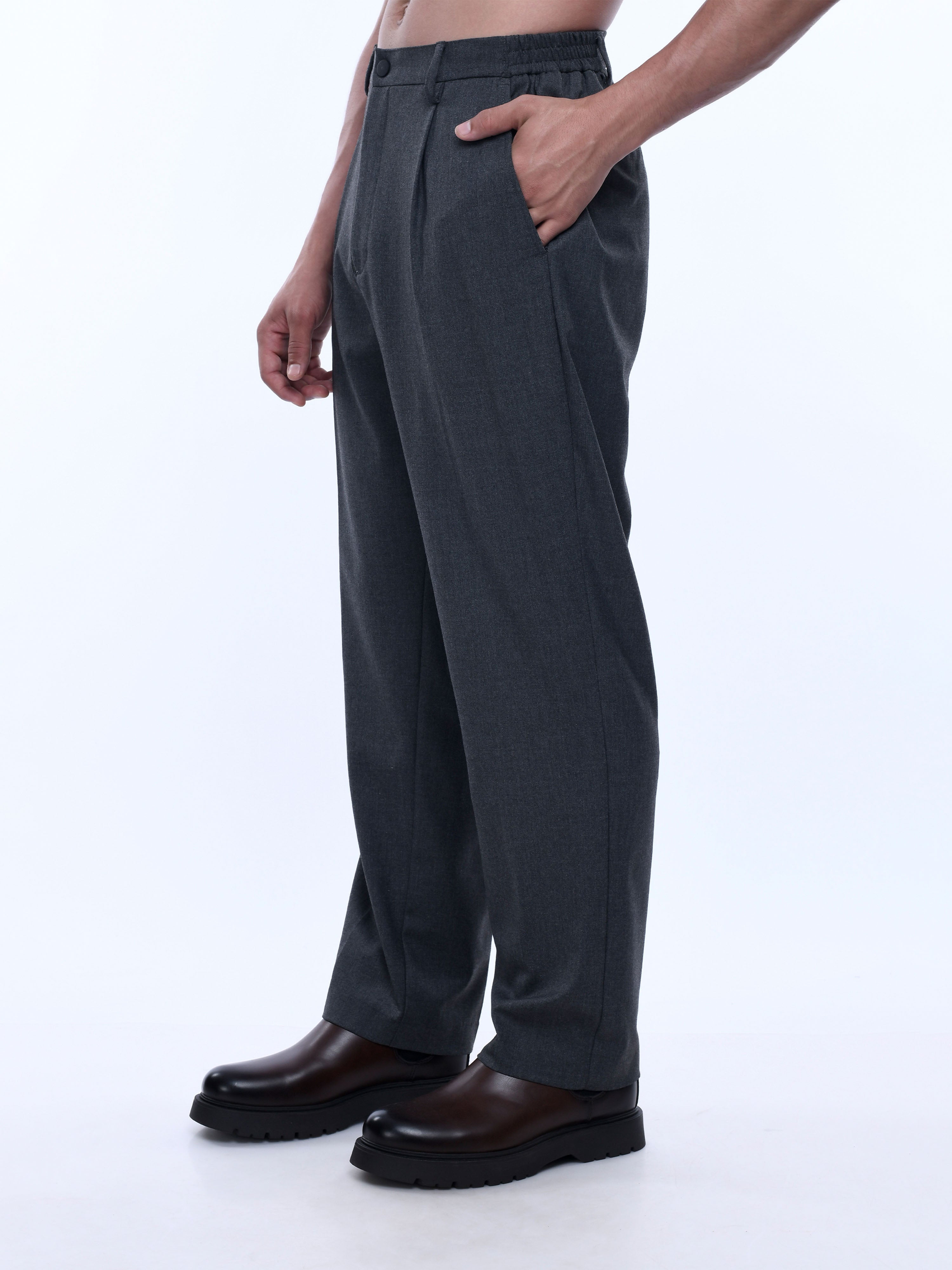 Dark Grey Relaxed Fit Trousers