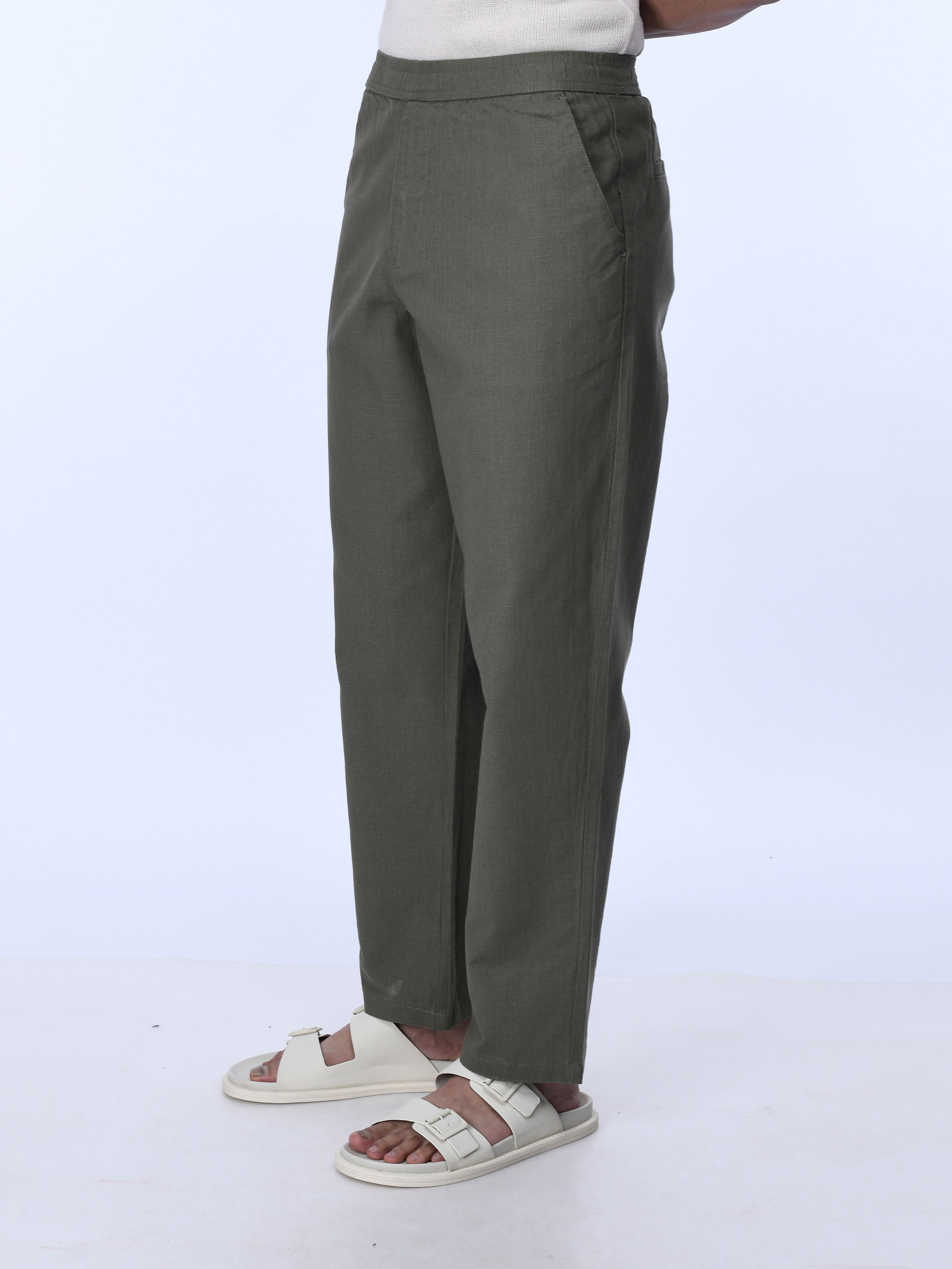 Olive Green Mens Pants Relaxed Fit