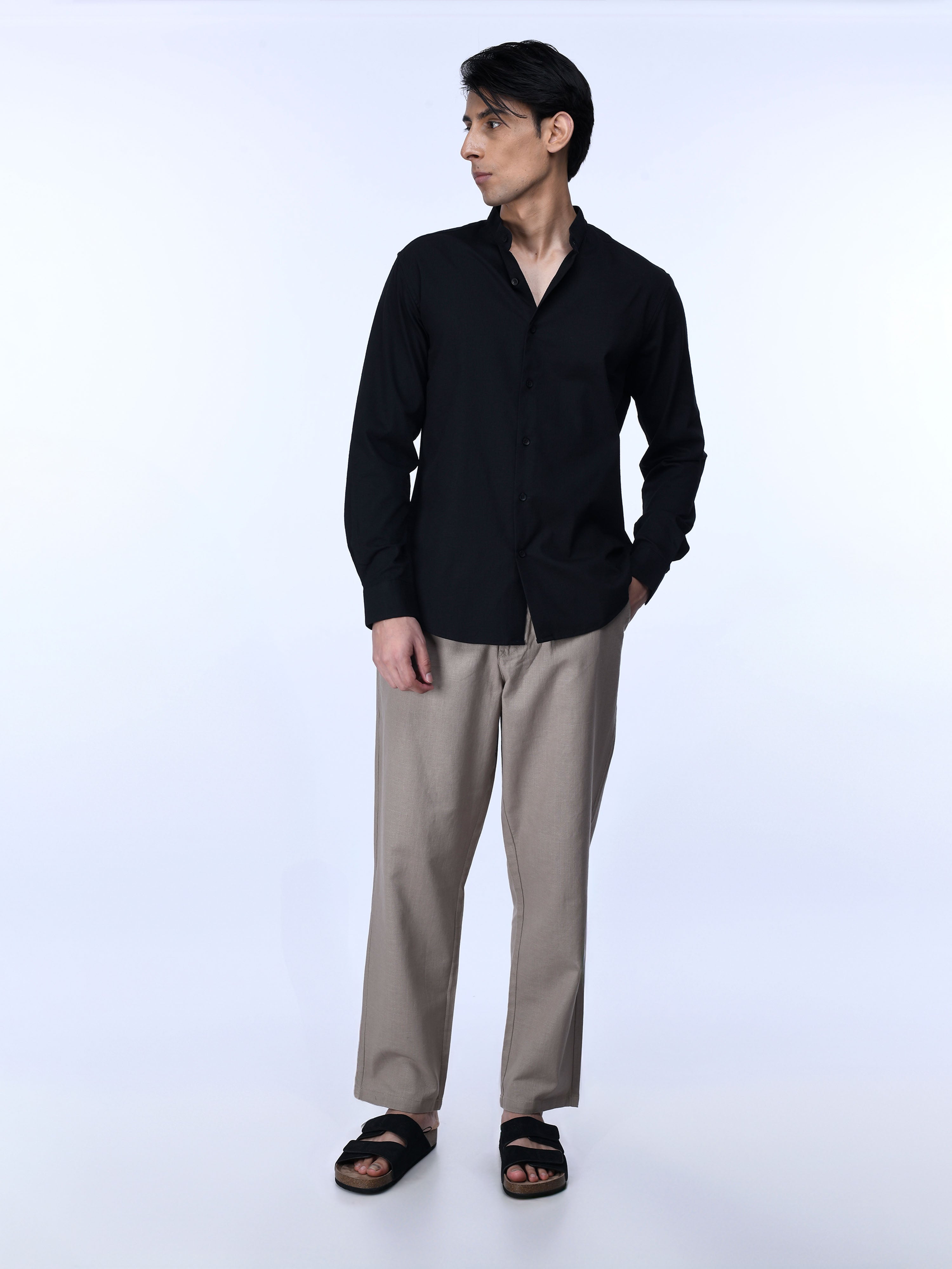 Relaxed Fit Beige Slacks for men