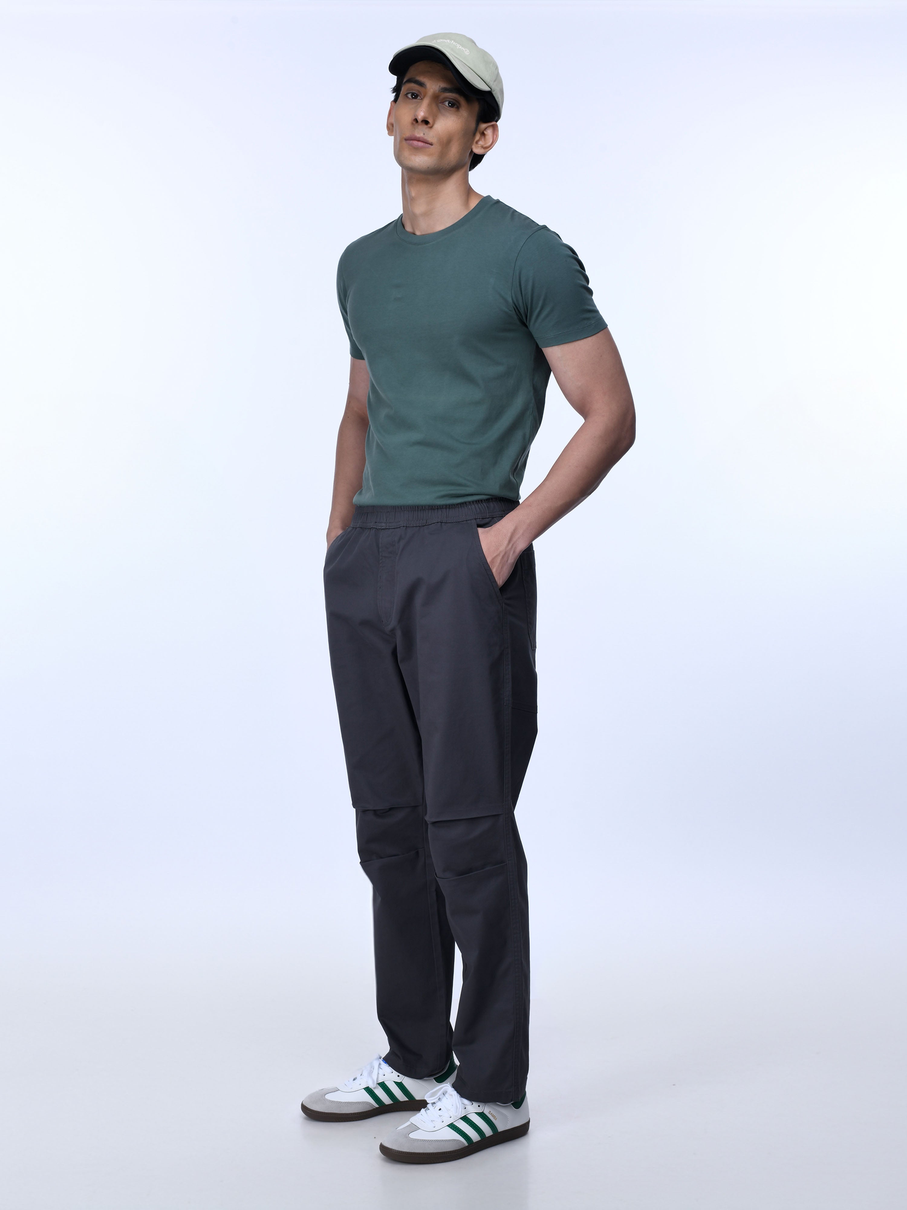 Grey Mens Relaxed Denim Joggers Pants