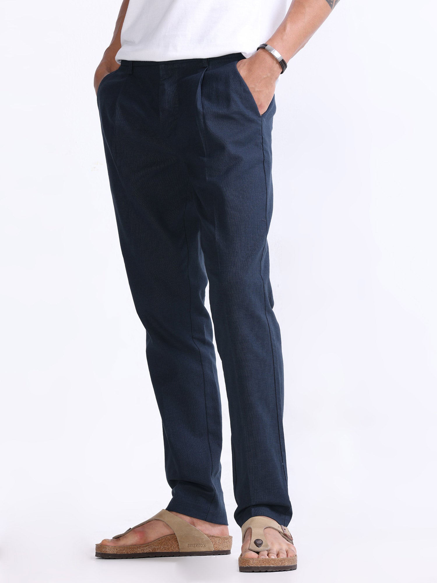 Mens Zegna navy Cotton-Blend Pleated Trousers | Harrods UK